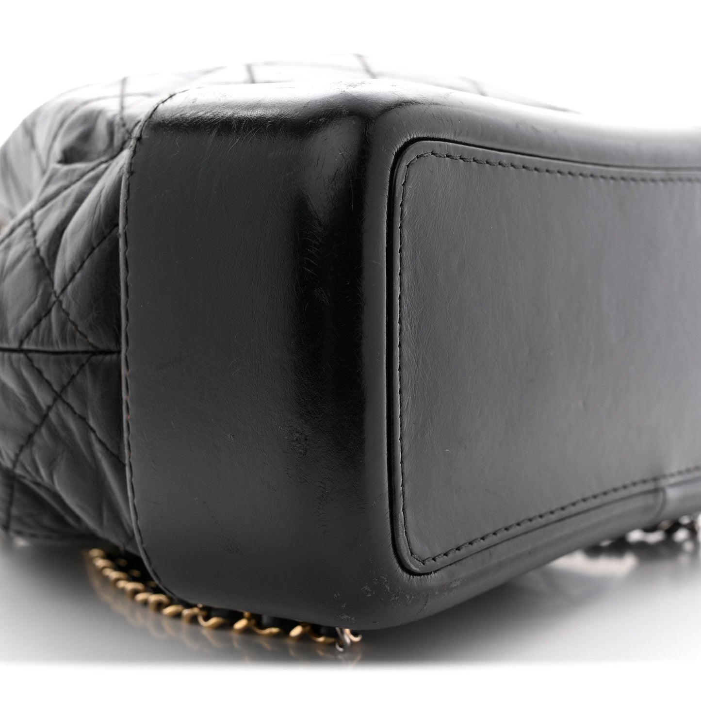 Aged Calfskin Quilted Small Gabrielle Backpack Black