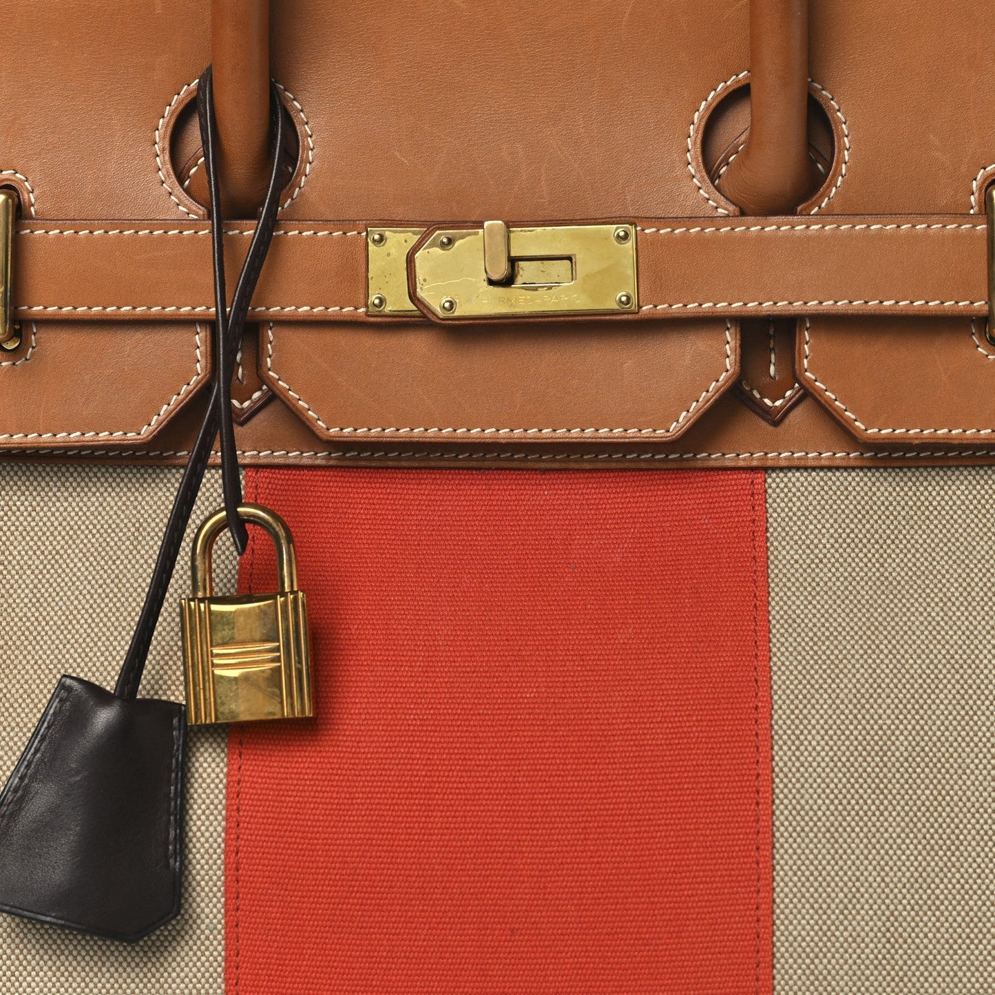 Toile Natural Barenia Flag HAC Birkin 40 Fauve Paprika