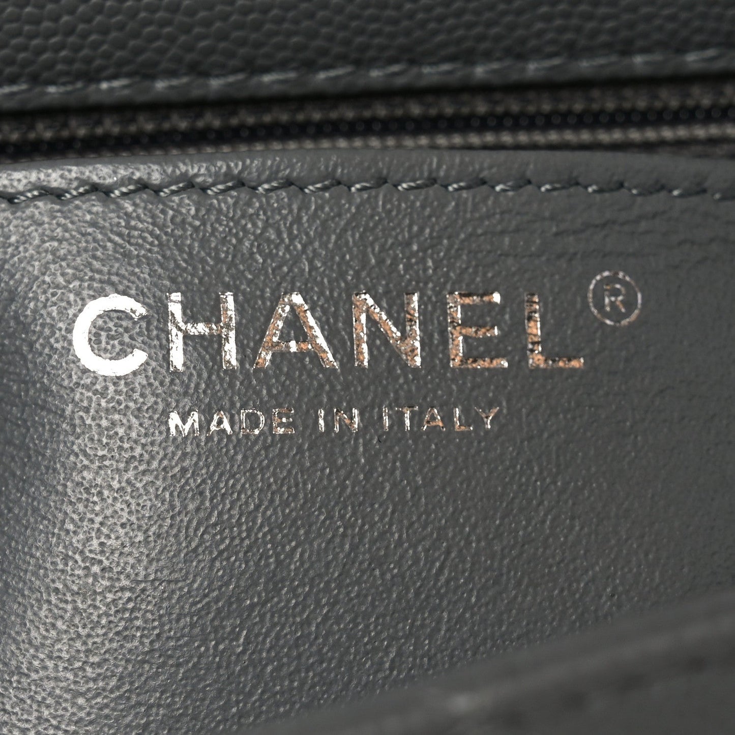 Caviar Quilted Mini Rectangular Flap Grey