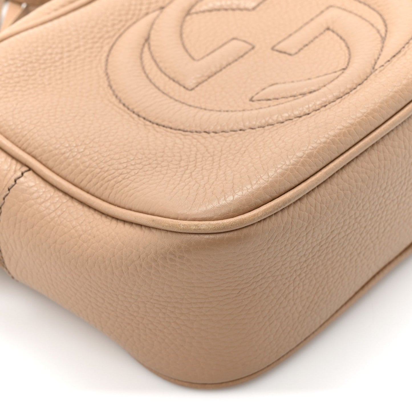 Pebbled Calfskin Small Soho Disco Bag Rose Beige