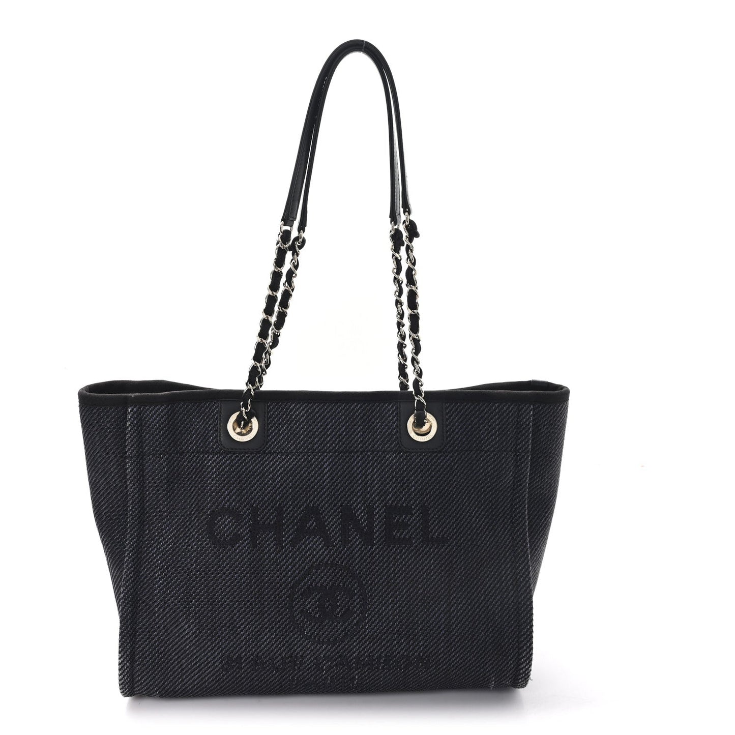 Mixed Fibers Calfskin Small Deauville Tote Black