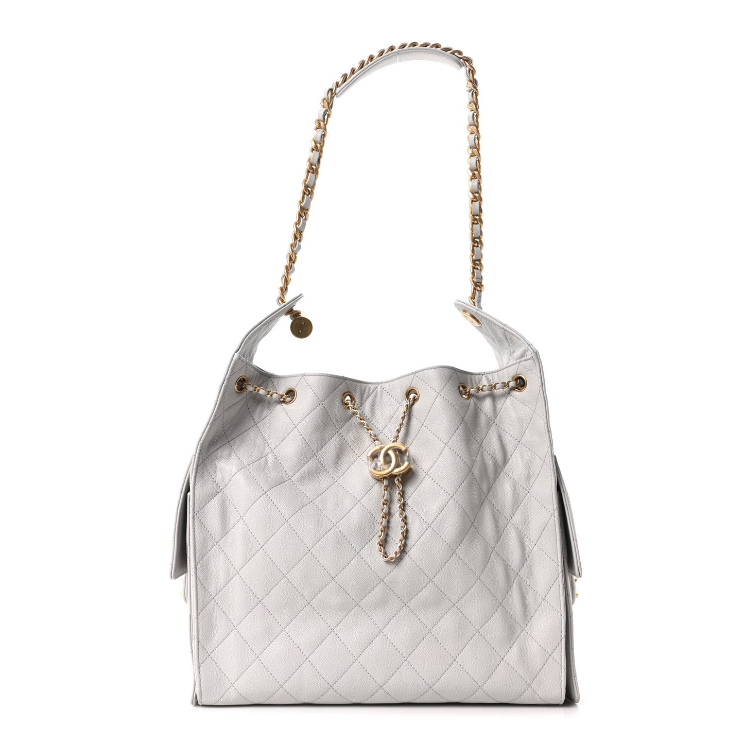 Caviar Quilted Medium Chanel 25 Handbag Light Gray