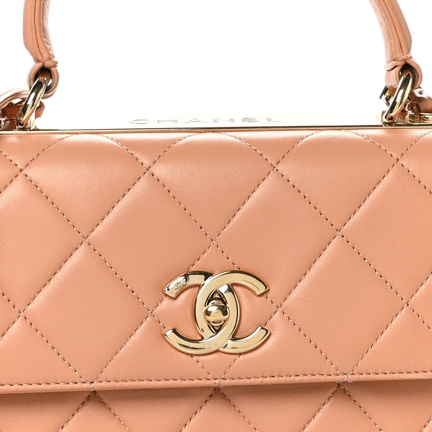 Lambskin Quilted Small Trendy CC Dual Handle Flap Bag Camel