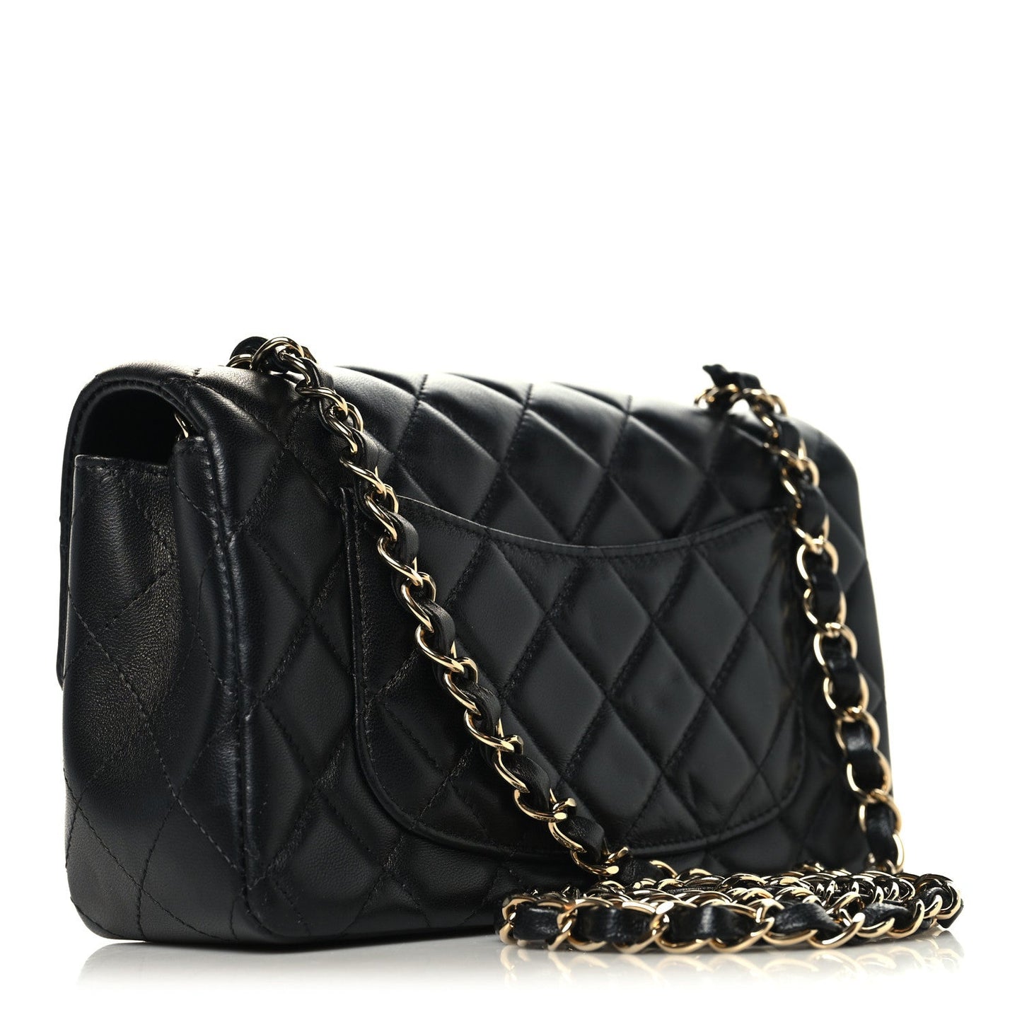 Lambskin Quilted Mini Rectangular Flap Black