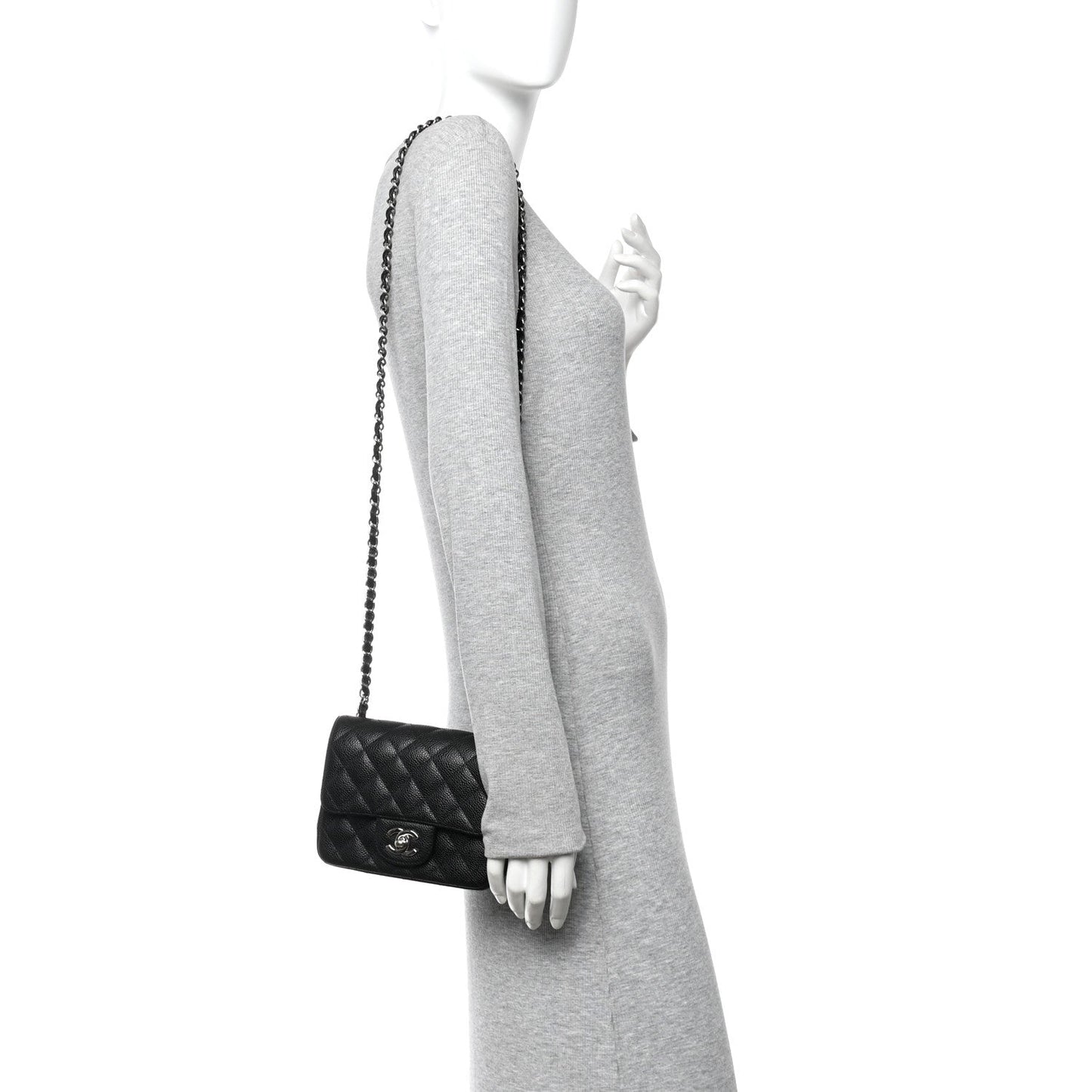 Caviar Quilted Mini Square Flap Black