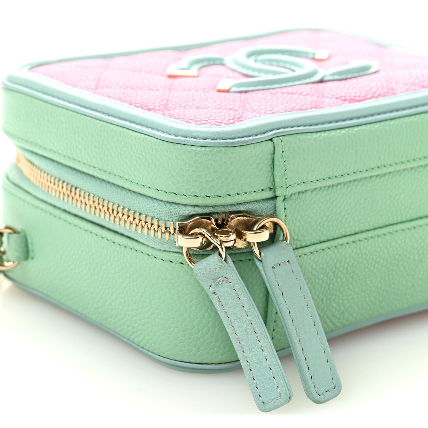 Caviar Quilted Small CC Filigree Vanity Case Pink Green Blue