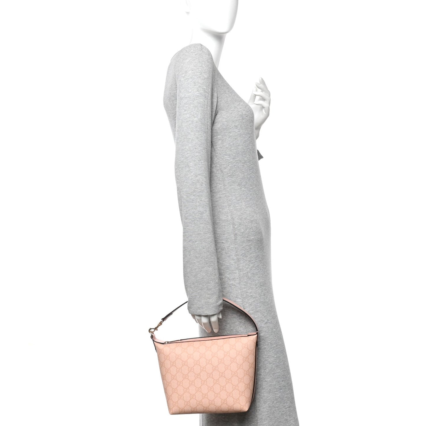 GG Supreme Monogram Textured Calfskin Web Super Mini Ophidia Shoulder Bag Pink