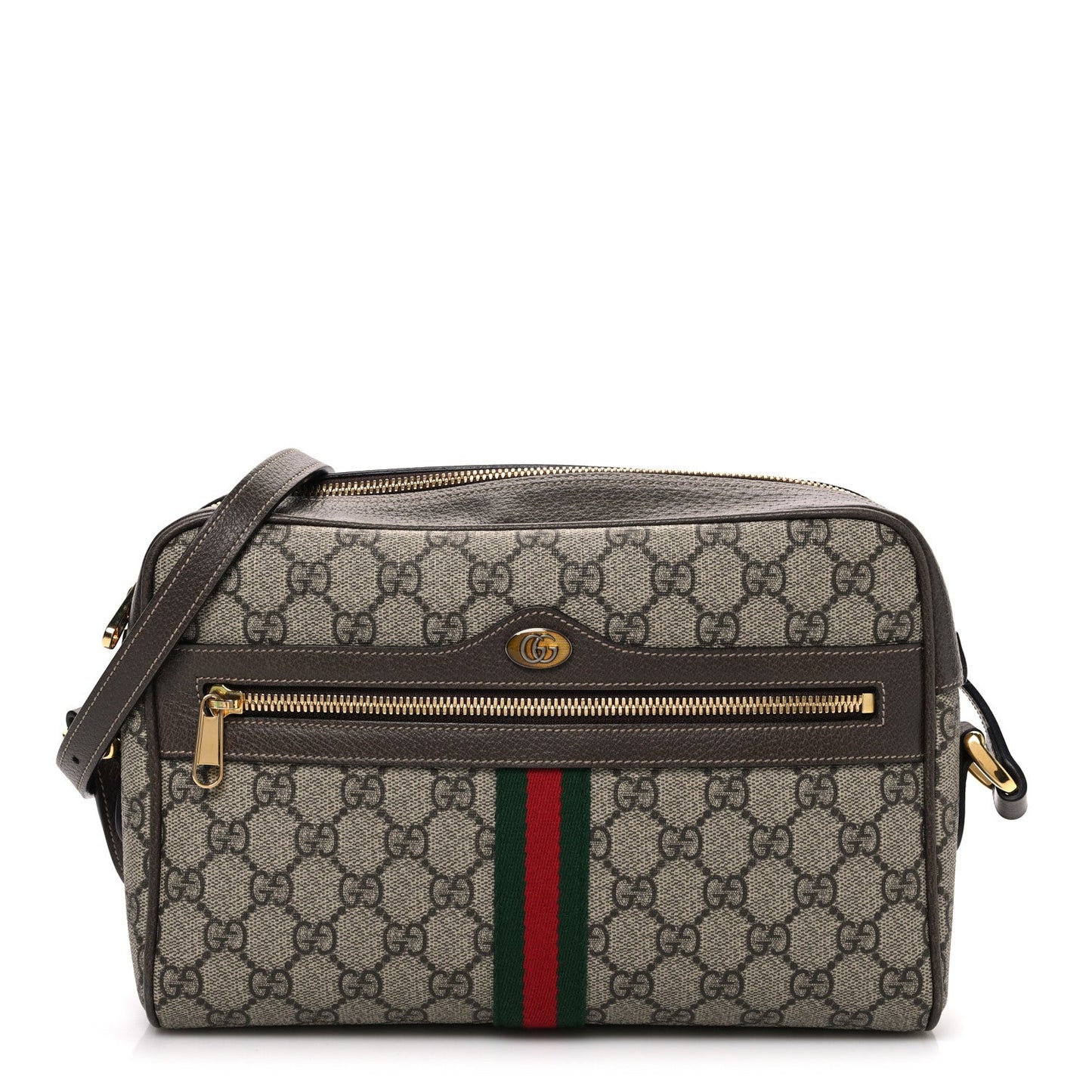 GG Supreme Monogram Web Small Ophidia Shoulder Bag Brown
