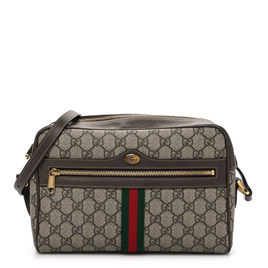 GG Supreme Monogram Web Small Ophidia Shoulder Bag Brown