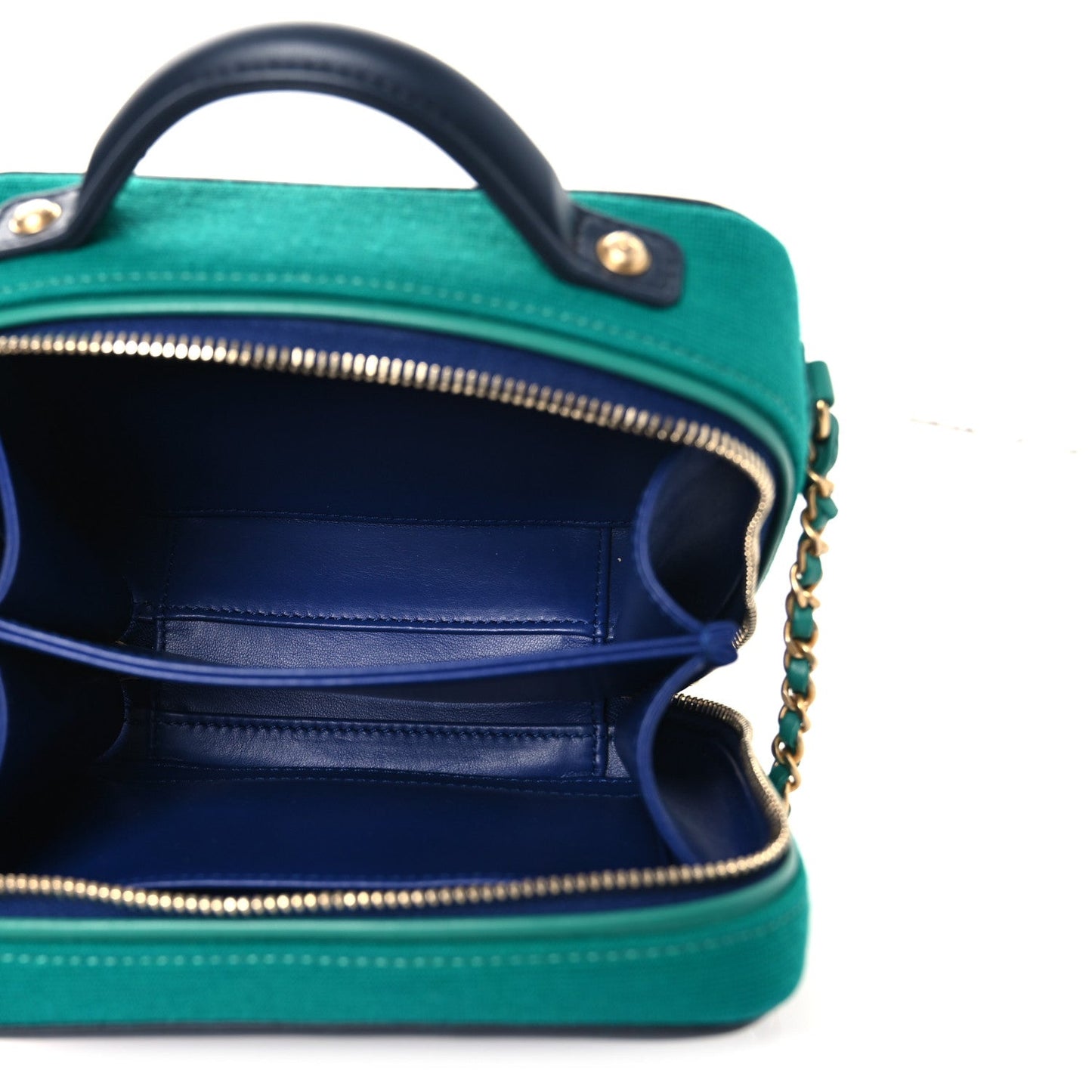 Jersey Quilted Small CC Filigree Vanity Case Blue Green