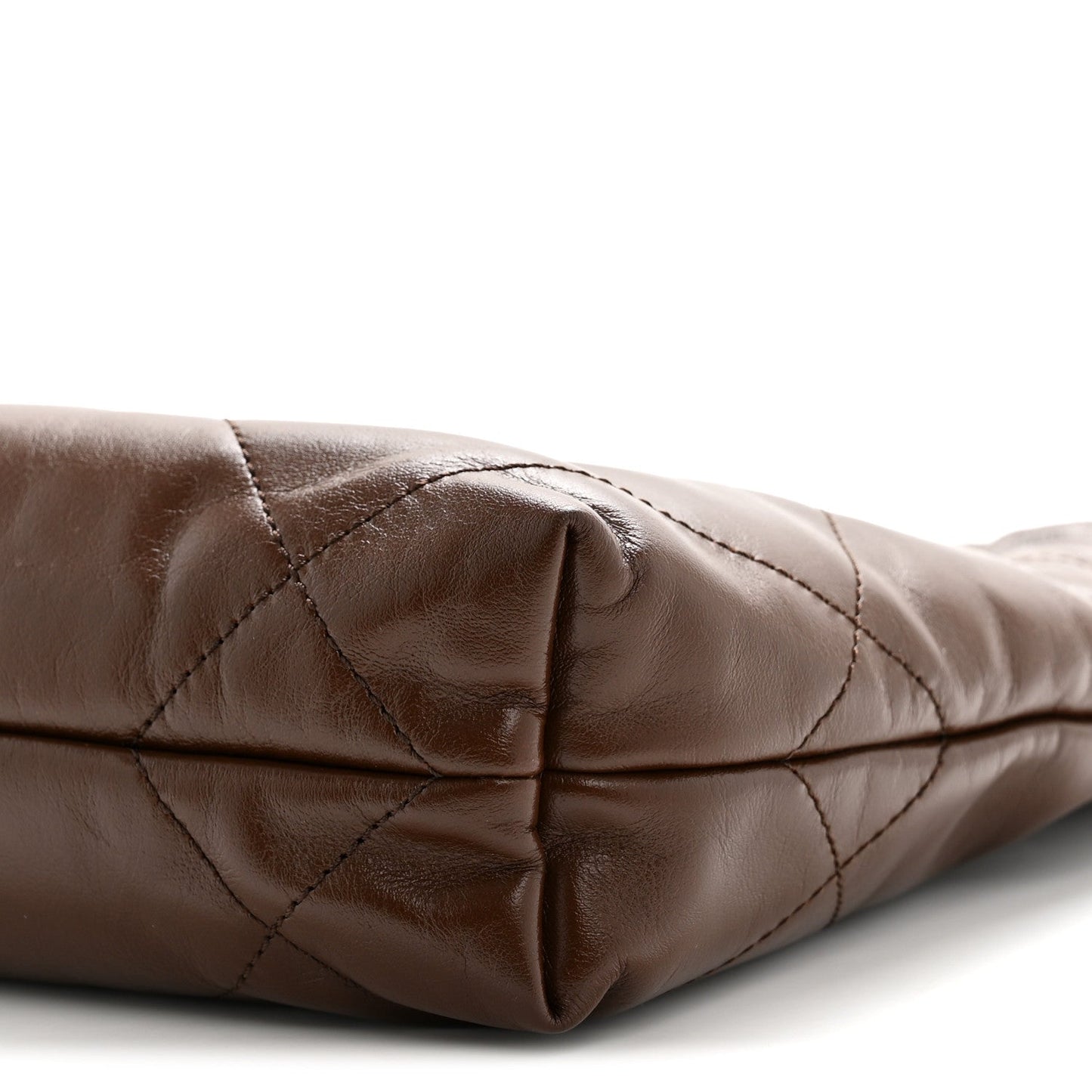Shiny Calfskin Quilted Mini Chanel 22 Brown