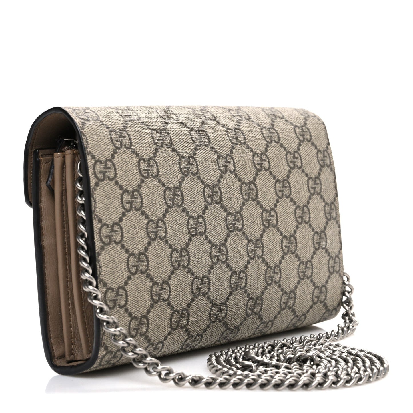 GG Supreme Monogram Mini Dionysus Chain Wallet Beige Taupe