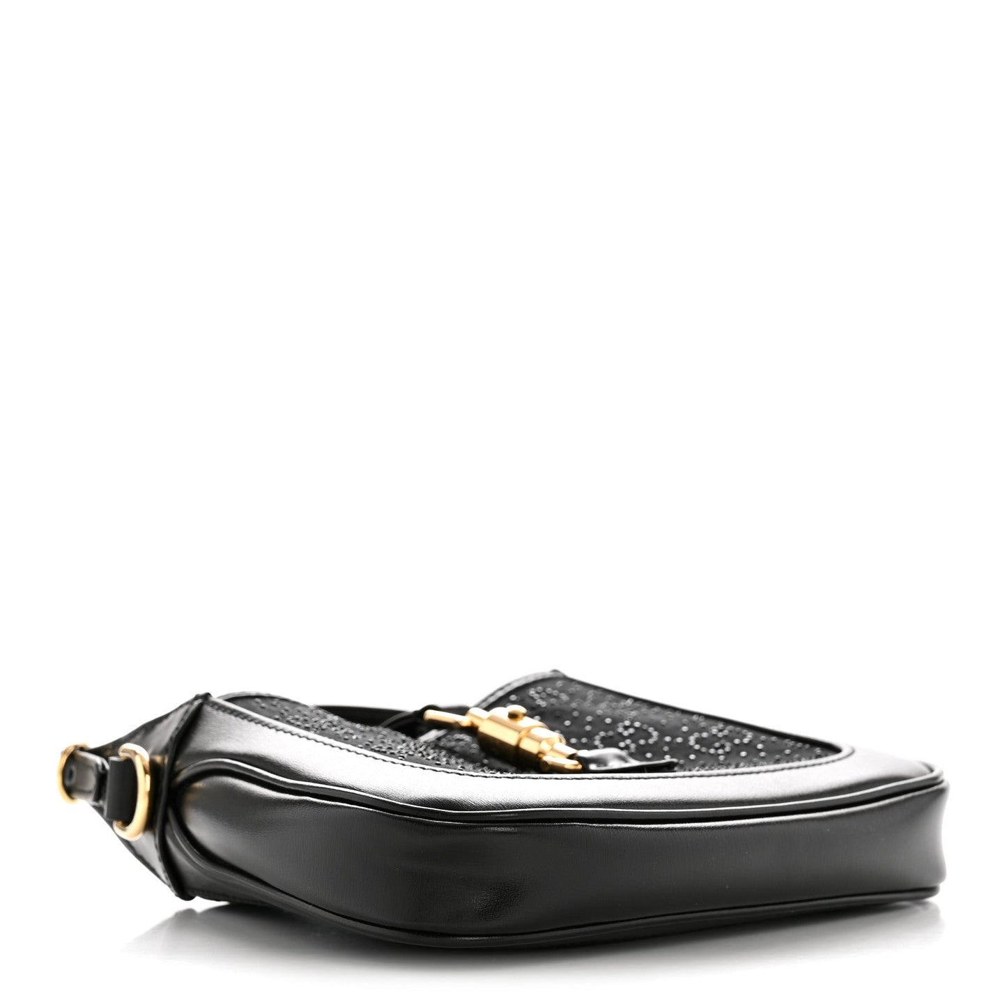 New Canvas Charisma Calfskin Crystal GG Monogram Mini Jackie 1961 Hobo Black