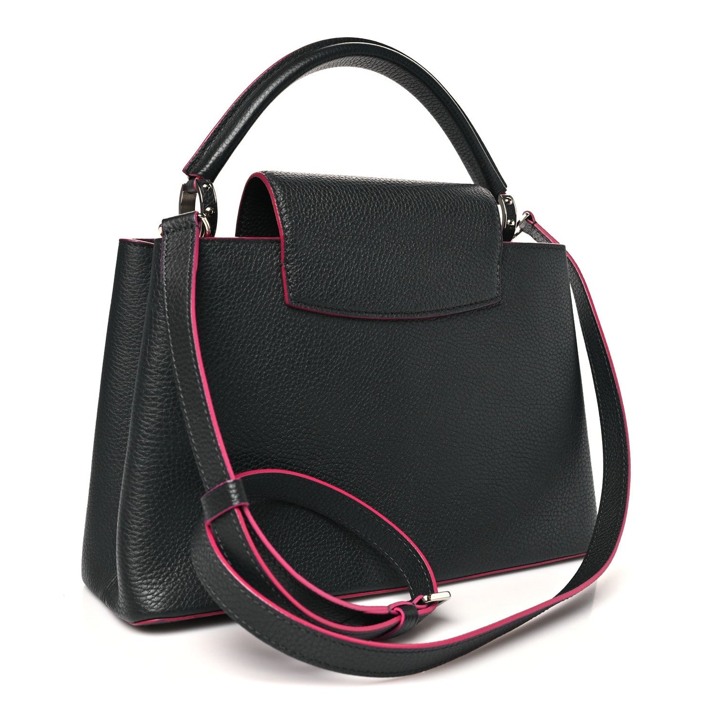 Taurillon Capucines PM Black Fuchsia