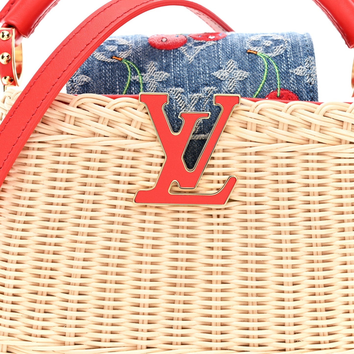 LV X TM Rattan Denim Calfskin Cerises Capucines Mini