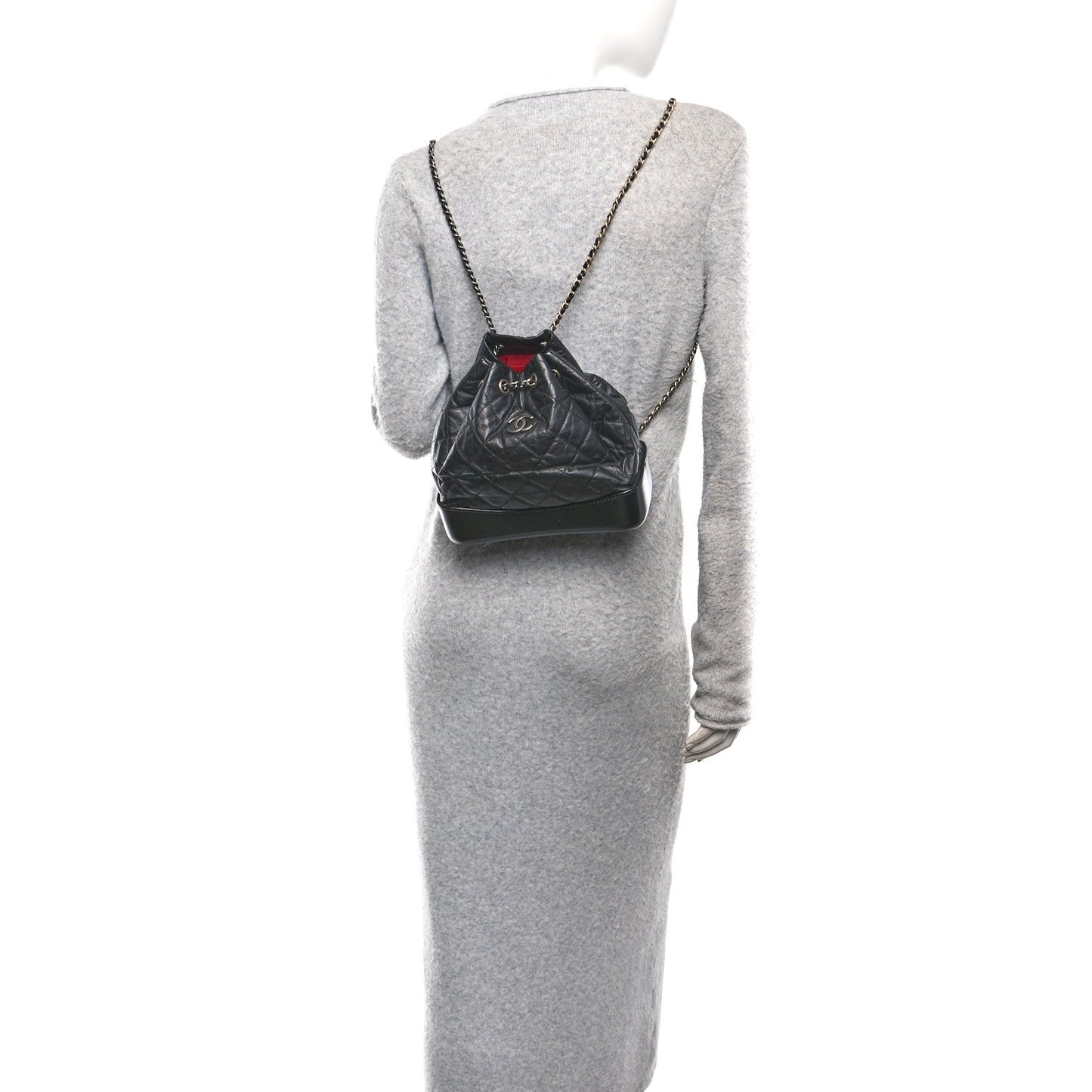 Aged Calfskin Quilted Small Gabrielle Backpack Black
