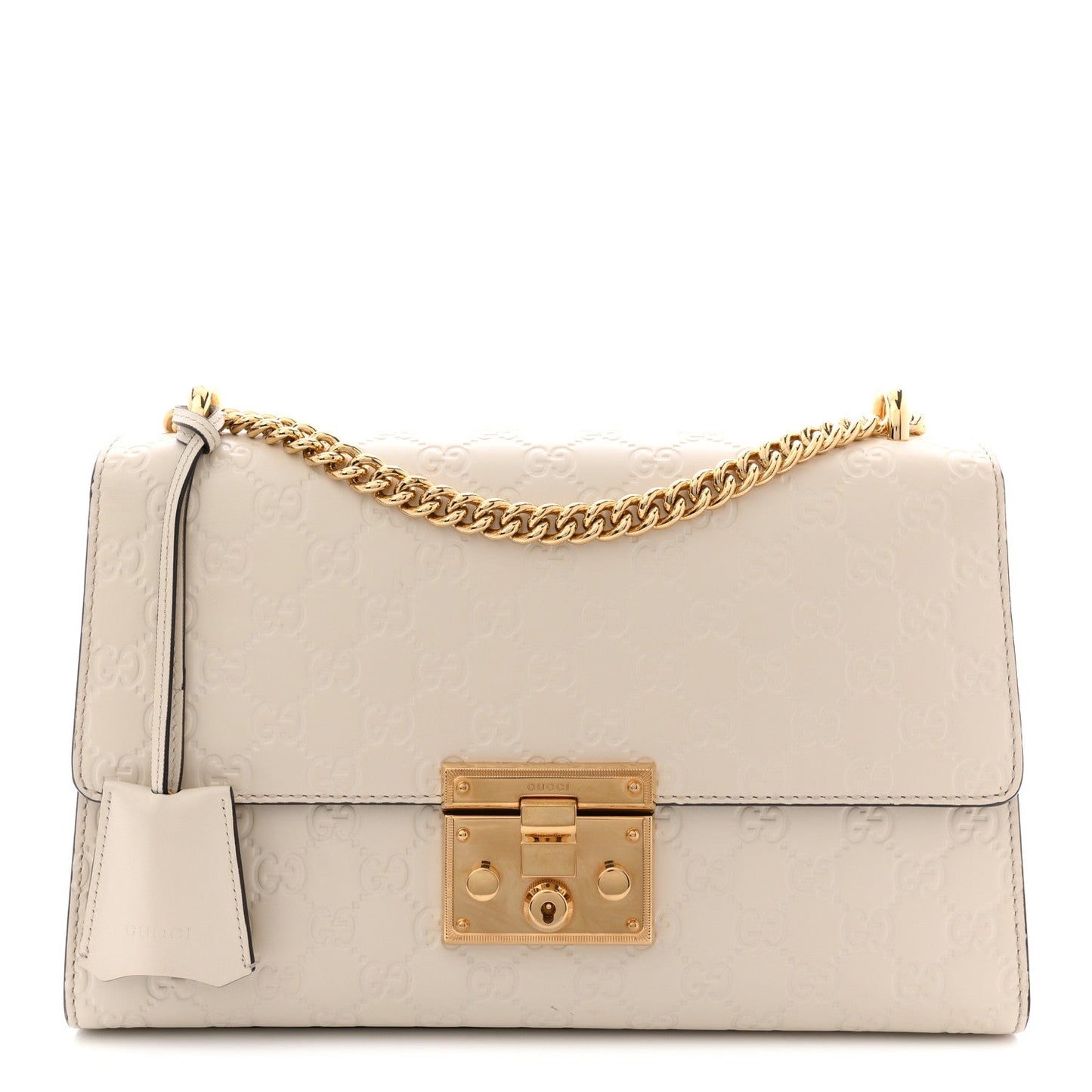 Guccissima Medium Padlock Shoulder Bag Mystic White