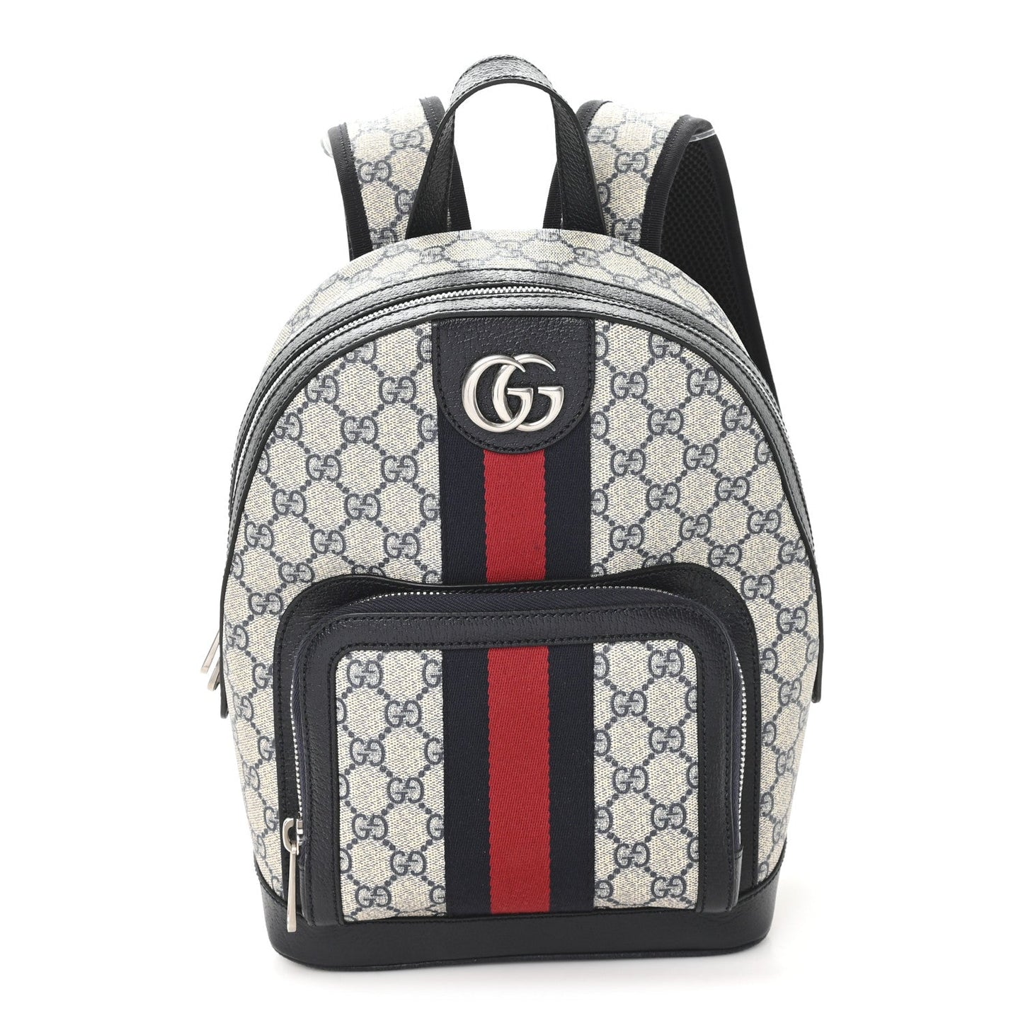 GG Supreme Monogram Textured Dollar Calfskin Web Small Ophidia Day Backpack Beige Blue Black