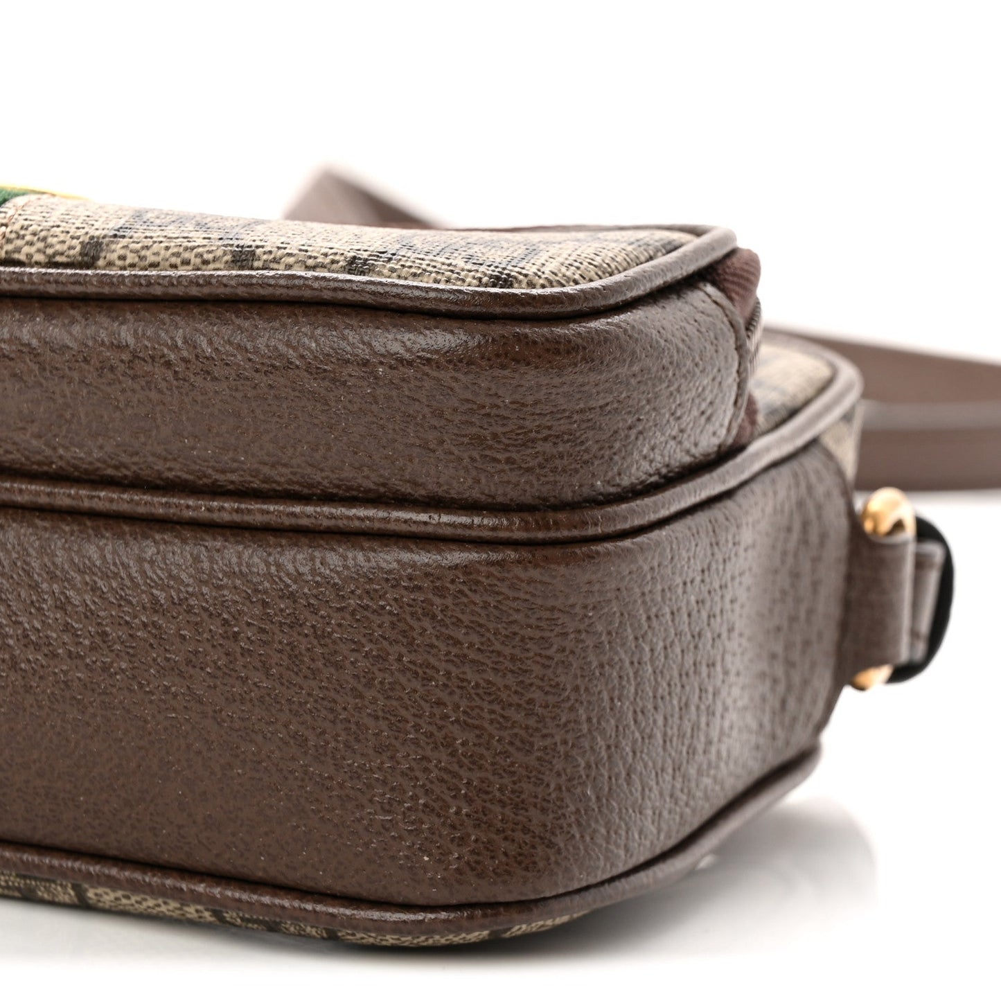 GG Supreme Monogram Textured Dollar Calfskin Web Mini Ophidia Convertible Shoulder Bag Beige Ebony New Acero