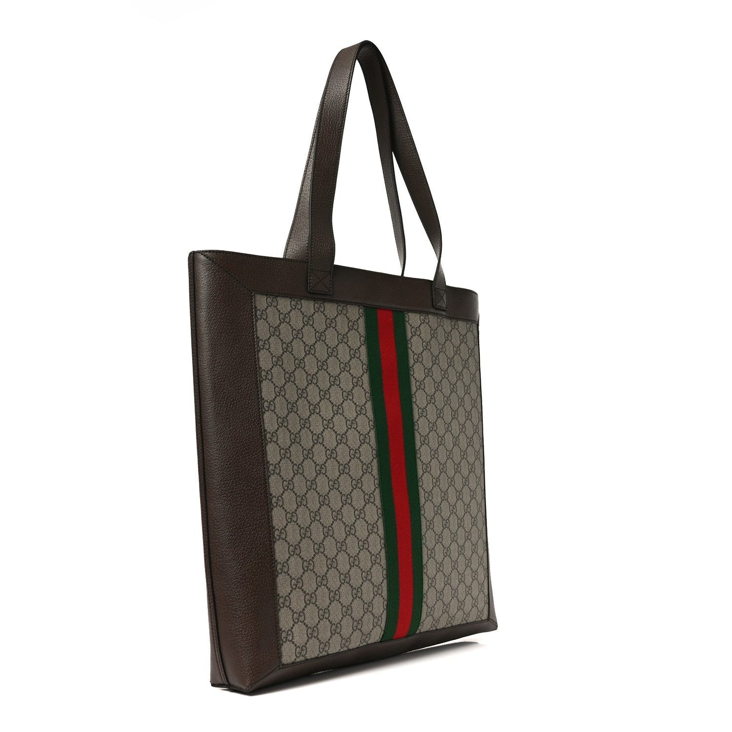 GG Supreme Monogram Web Large Ophidia Vertical Shopping Tote Brown