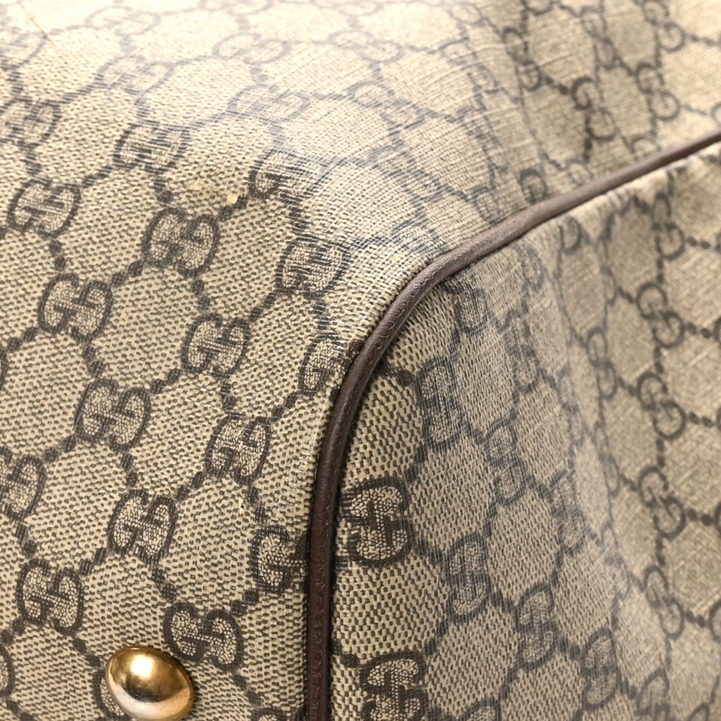 GG Supreme Monogram Textured Dollar Calfskin Web Medium Ophidia Carry-On Duffle Bag Beige Ebony New Acero