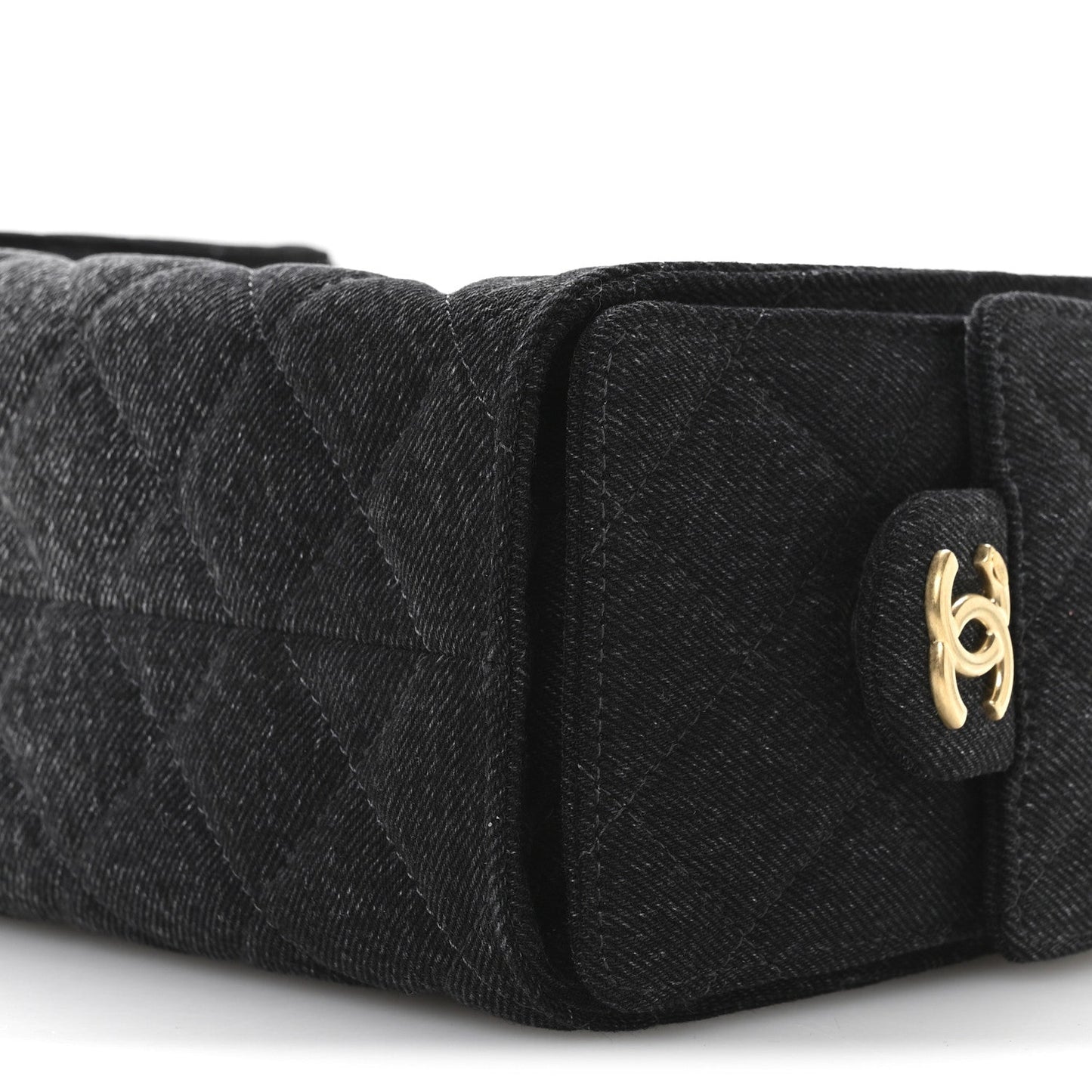 Washed Denim Quilted Mini Chanel 25 Handbag Black