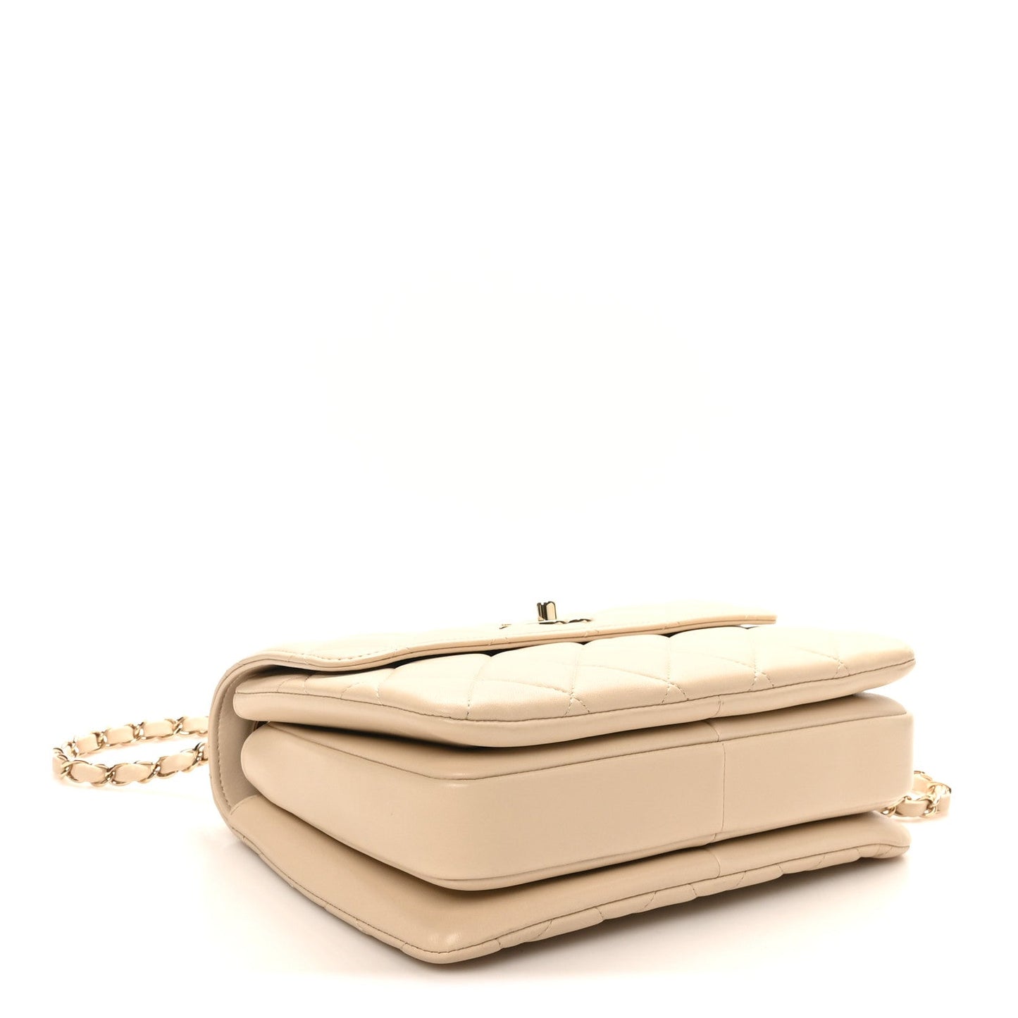 Lambskin Quilted Small Trendy CC Dual Handle Flap Bag Light Beige
