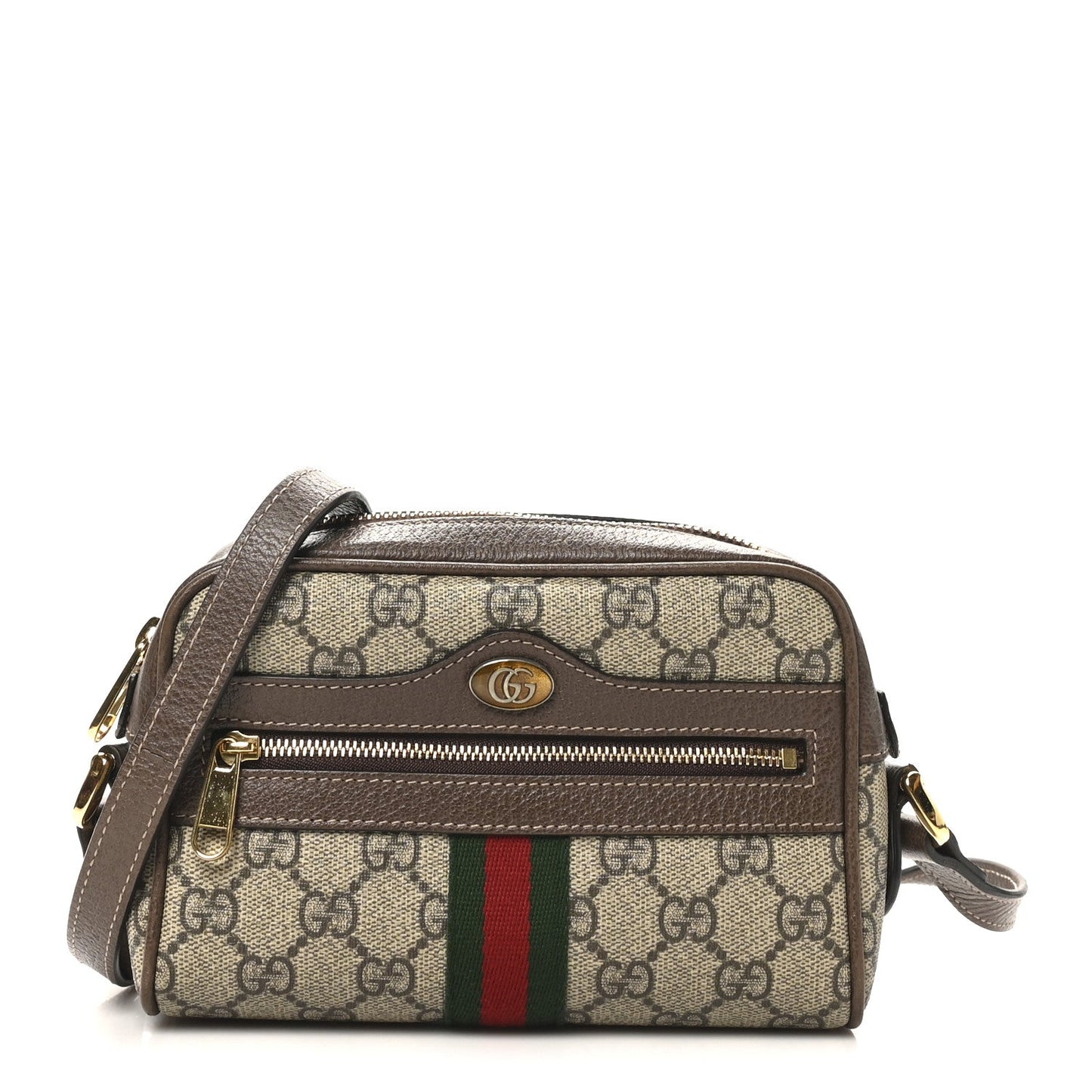 GG Supreme Monogram Web Mini Ophidia Shoulder Bag Brown