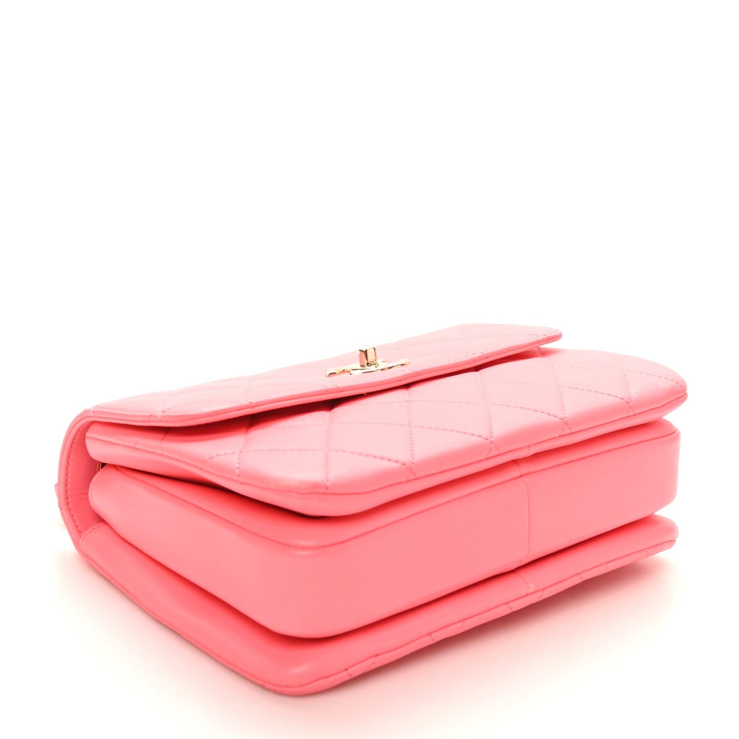 Lambskin Lacquered Quilted Mini Trendy CC Dual Handle Flap Bag Coral Pink