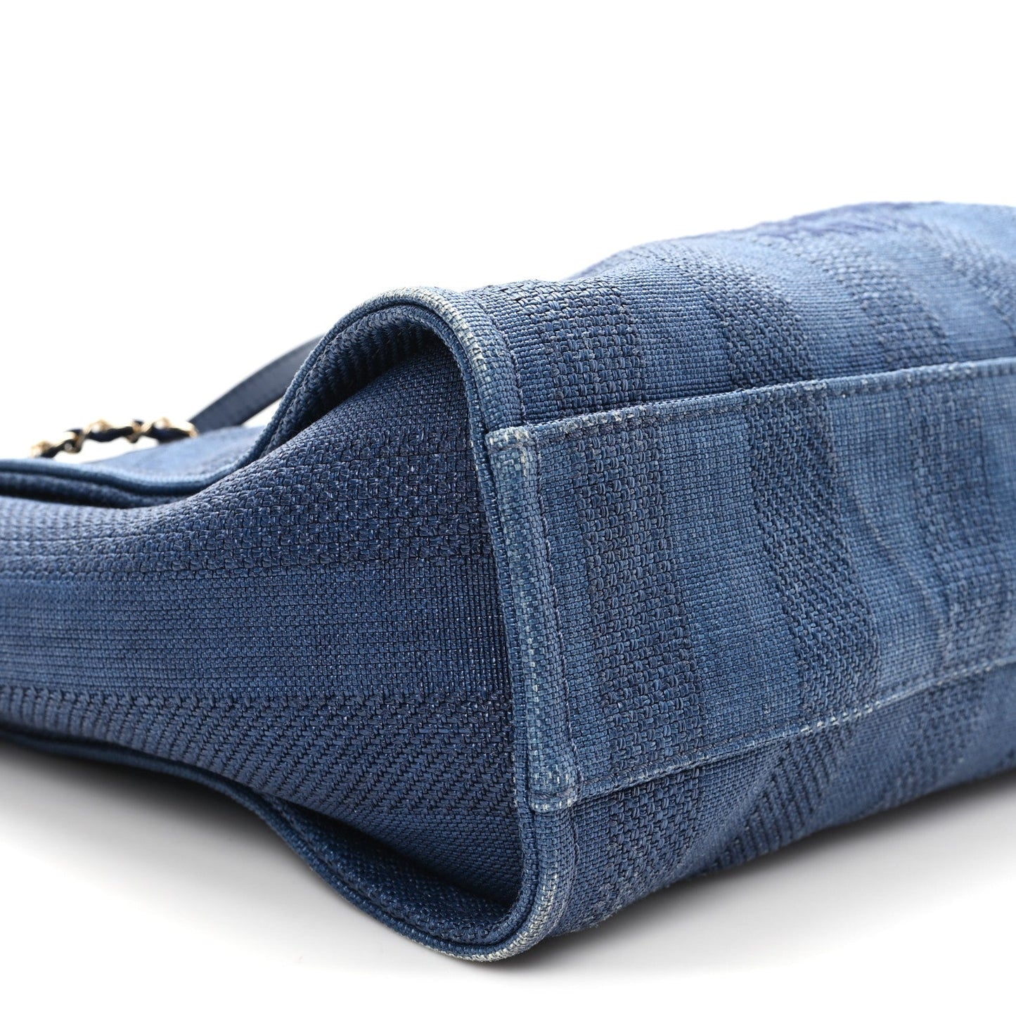 Mixed Fibers Striped Small Deauville Tote Navy Blue