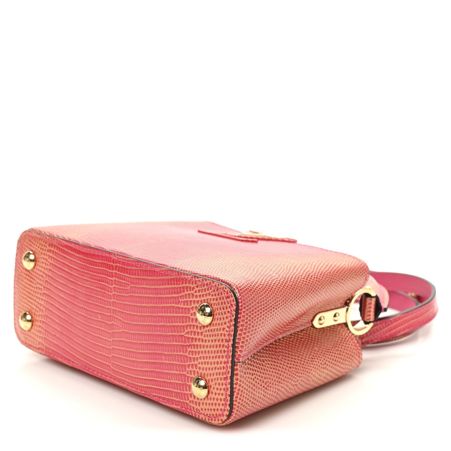 Metallic Lizard Capucines Mini Fuchsia Gold
