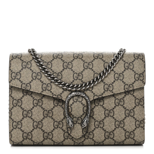 GG Supreme Monogram Mini Dionysus Chain Wallet Beige Taupe