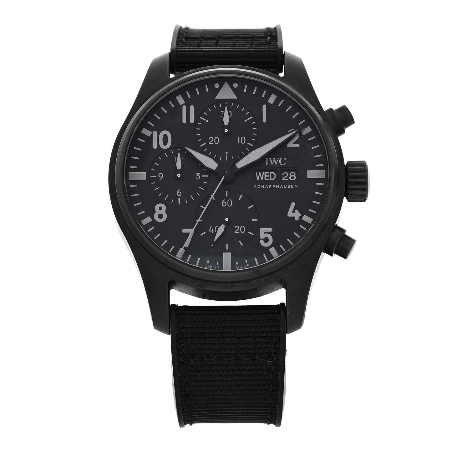 Ceramic Titanium Textile 41mm Pilot Top Gun Chronograph Automatic Watch Black IW388106