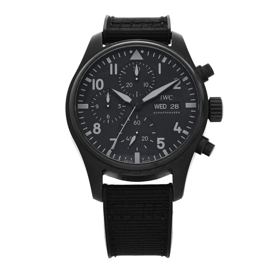Ceramic Titanium Textile 41mm Pilot Top Gun Chronograph Automatic Watch Black IW388106