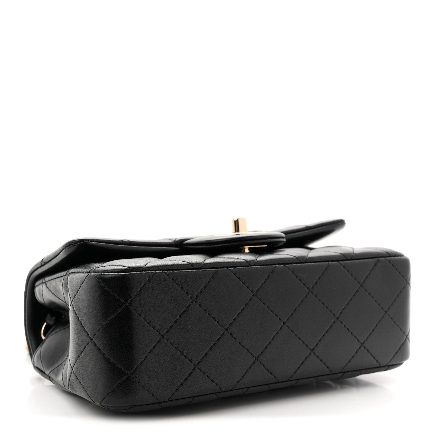 Lambskin Quilted Mini Rectangular Flap Black
