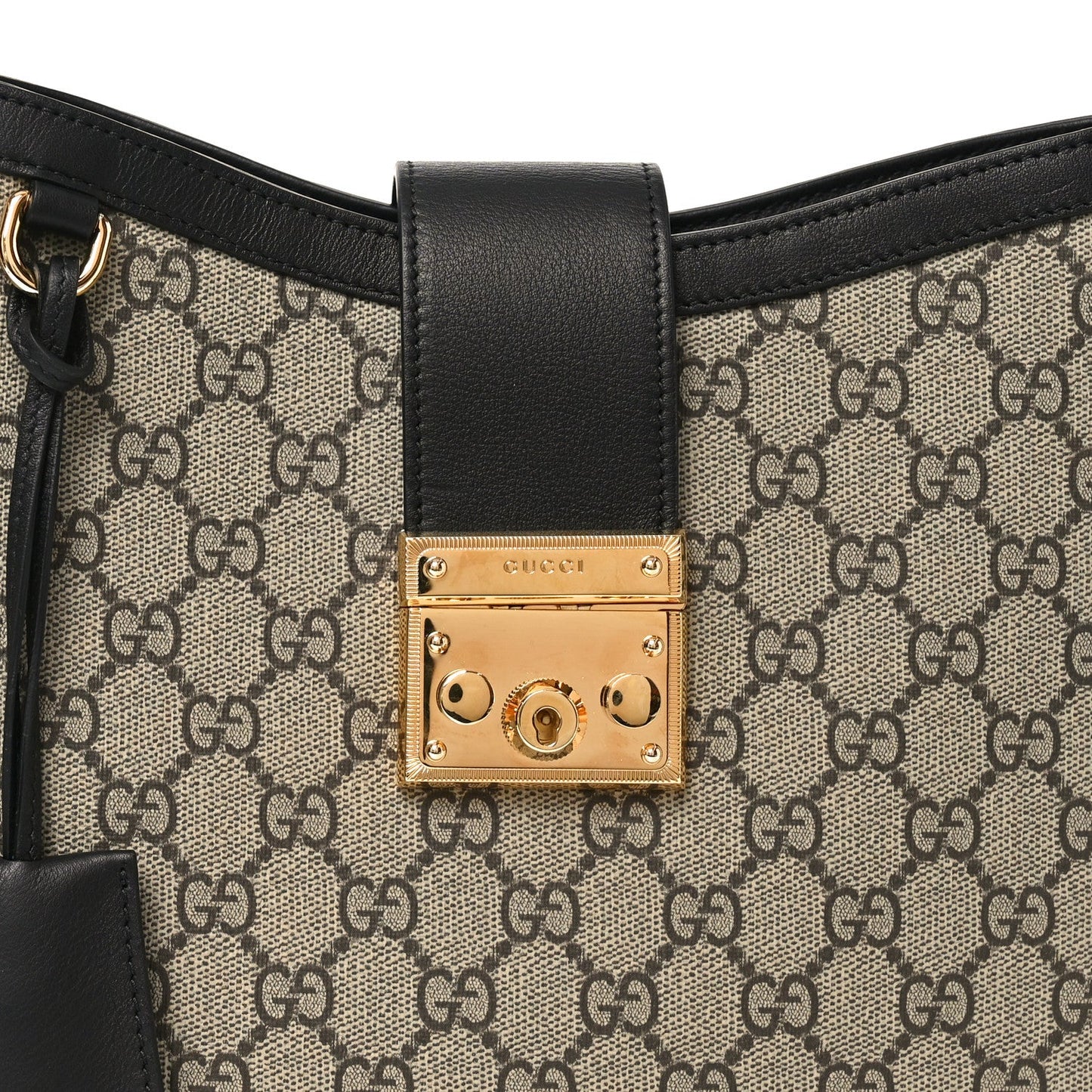 GG Supreme Monogram Medium Padlock Shoulder Bag Black