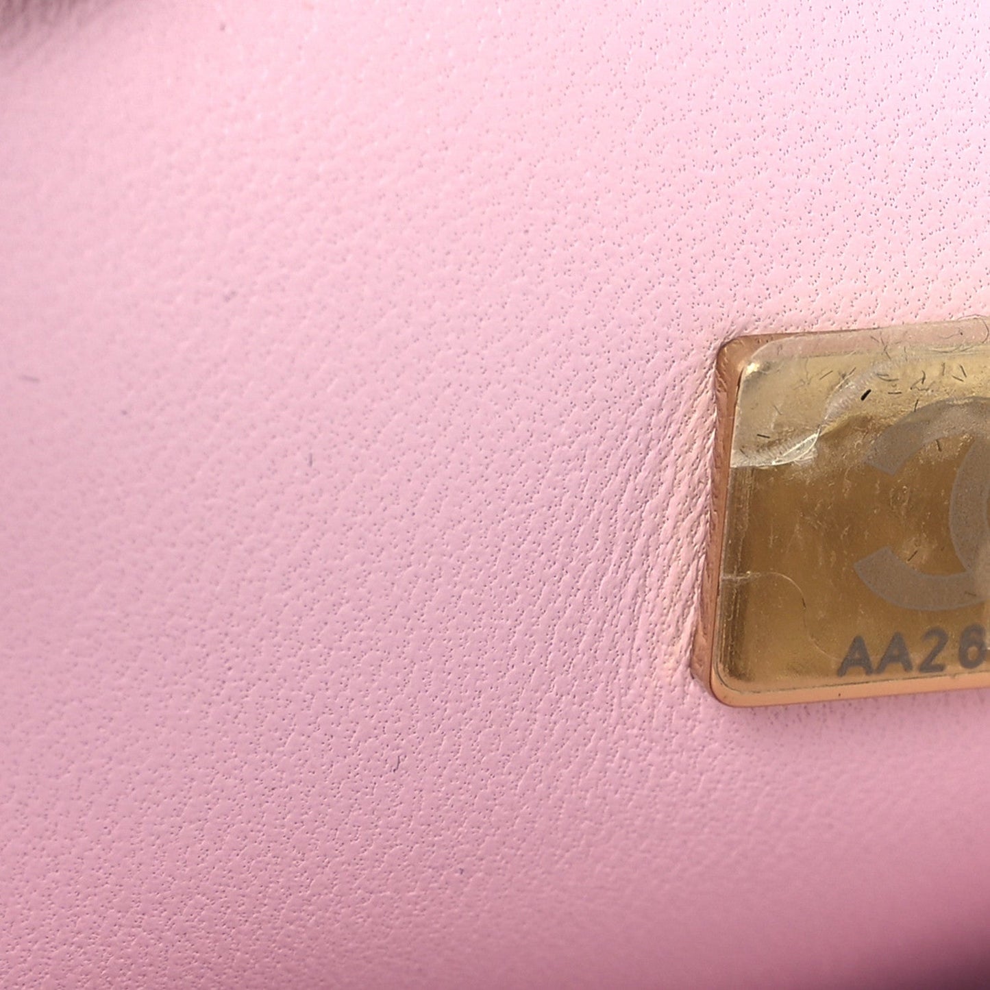 Crystal Embellished Metallic Lambskin Mini Chanel 22 Light Pink