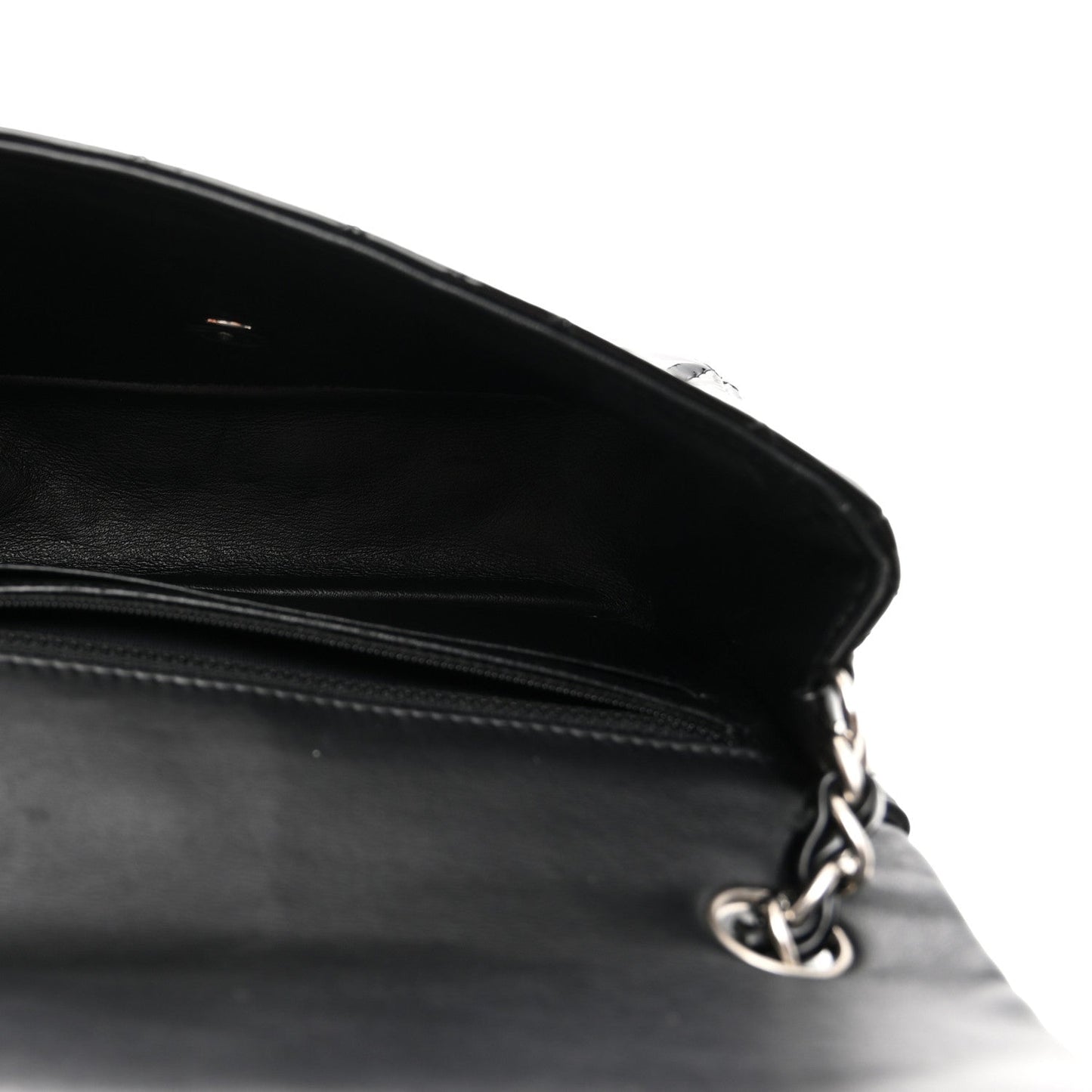 Patent Calfskin Quilted Mini Rectangular Flap Black