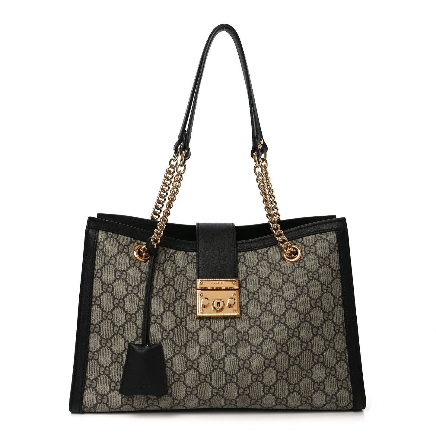 GG Supreme Monogram Medium Padlock Tote Black