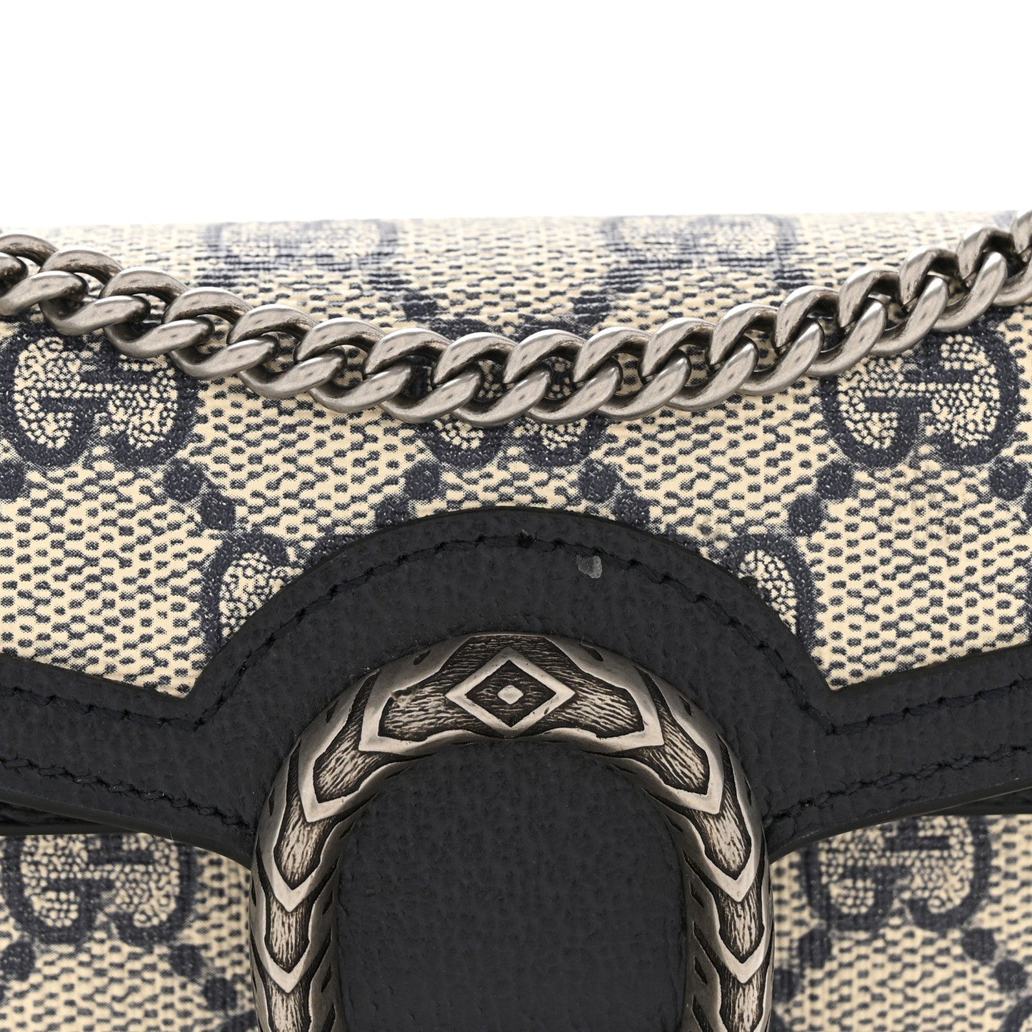GG Supreme Monogram Textured Dollar Calfskin Super Mini Dionysus Shoulder Bag Beige Blue