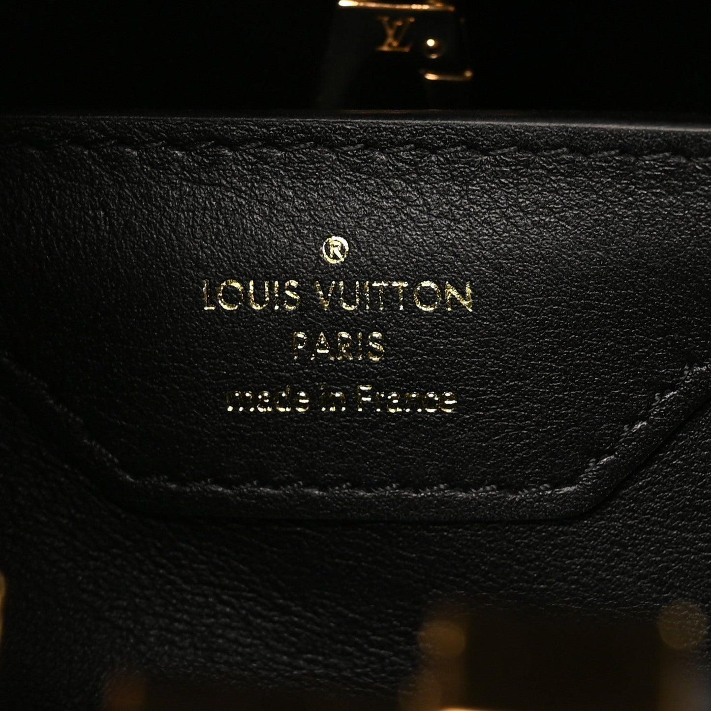 Lambskin Quilted Flower Capucines PM Black