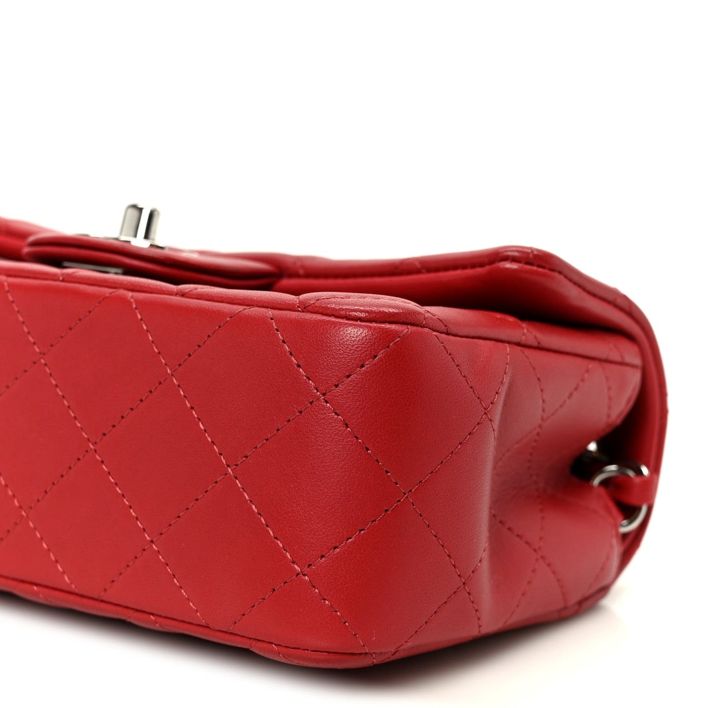 Lambskin Quilted Mini Rectangular Flap Dark Red