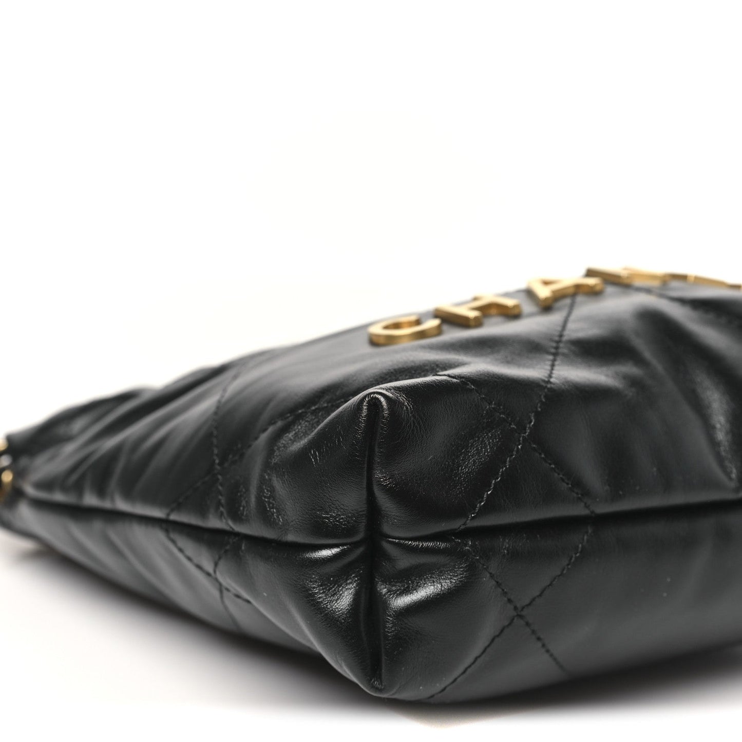Shiny Calfskin Quilted Mini Chanel 22 Black