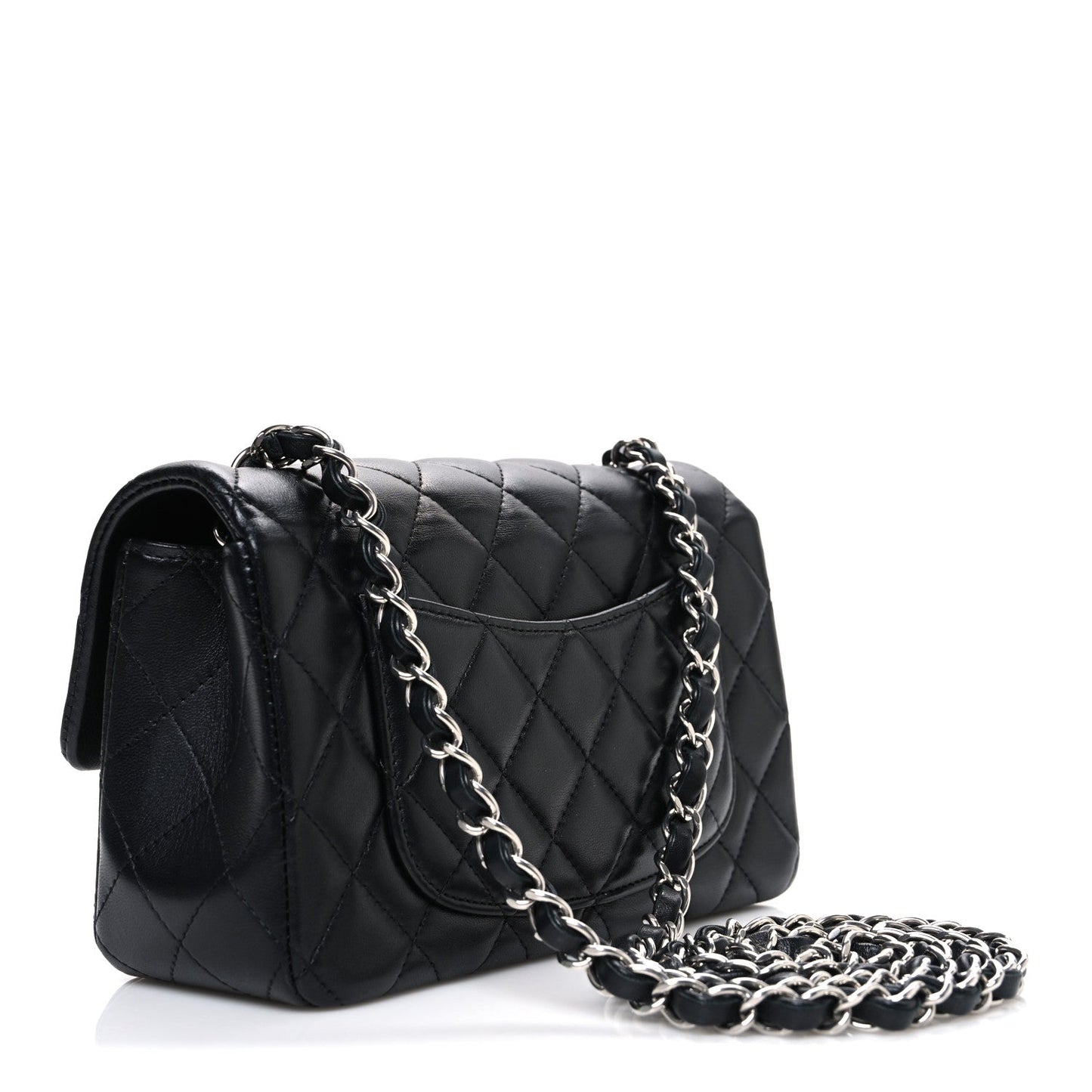 Lambskin Quilted Mini Rectangular Flap Black