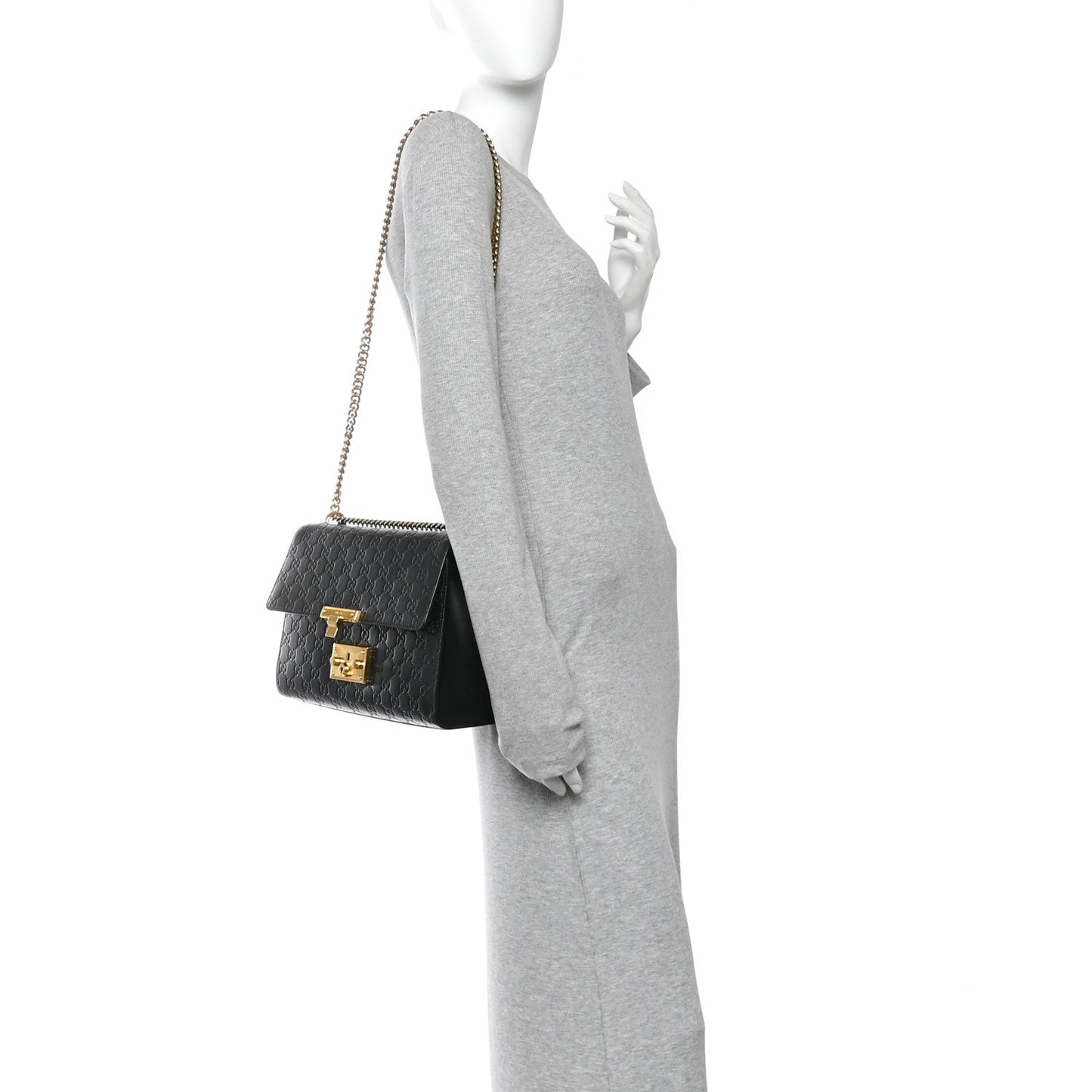 Guccissima Medium Padlock Shoulder Bag Black