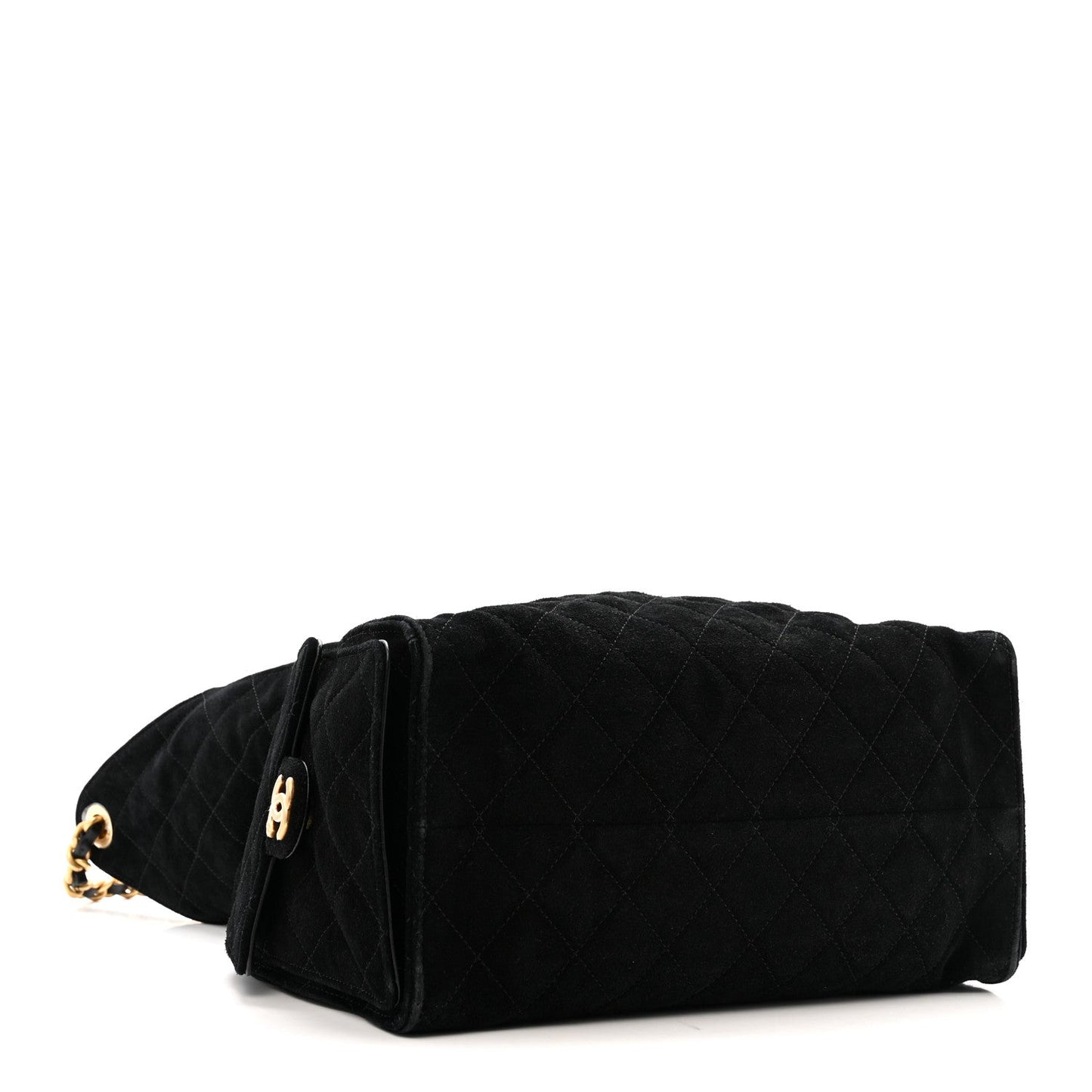 Suede Quilted Medium Chanel 25 Handbag Black