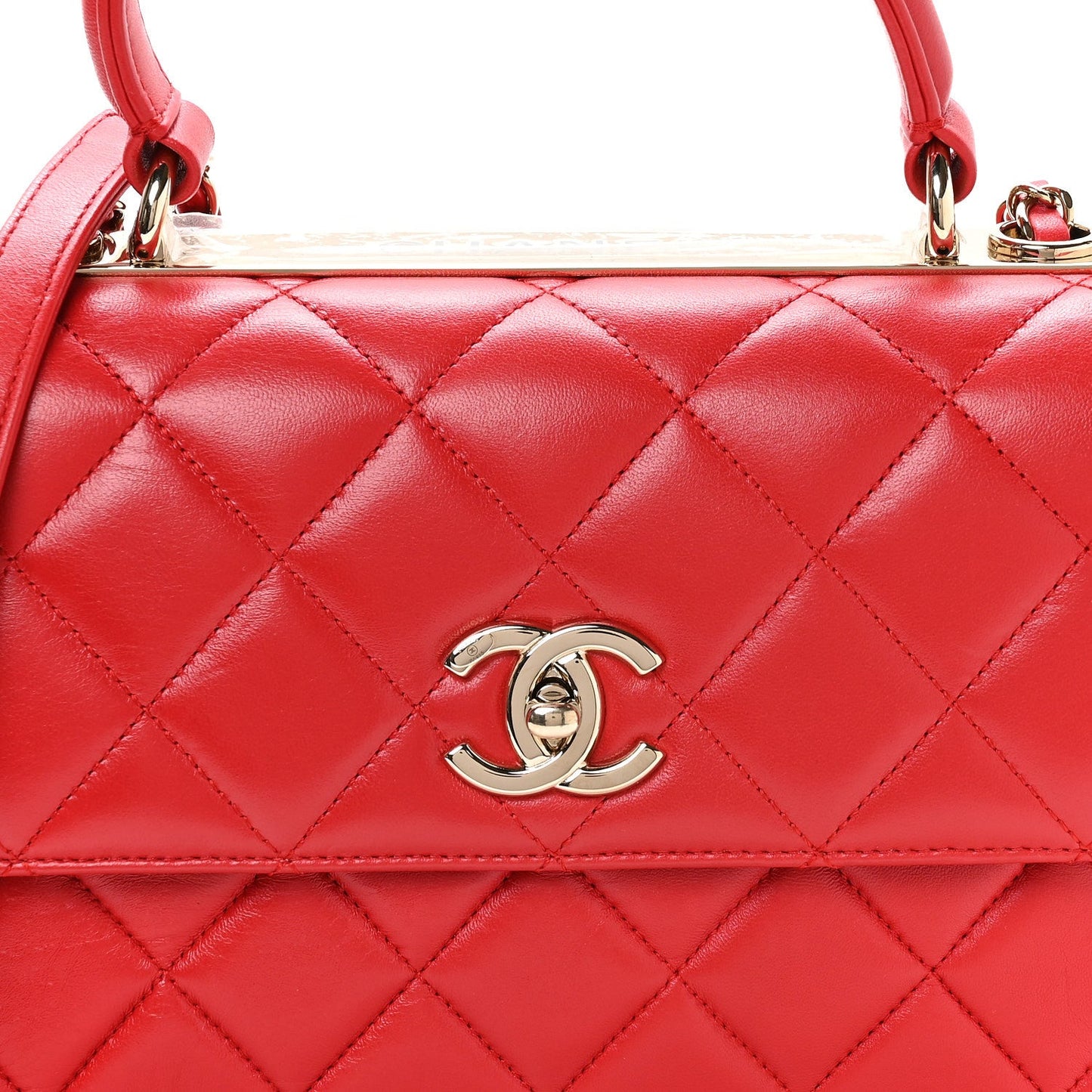 Lambskin Quilted Small Trendy CC Flap Dual Handle Bag Red