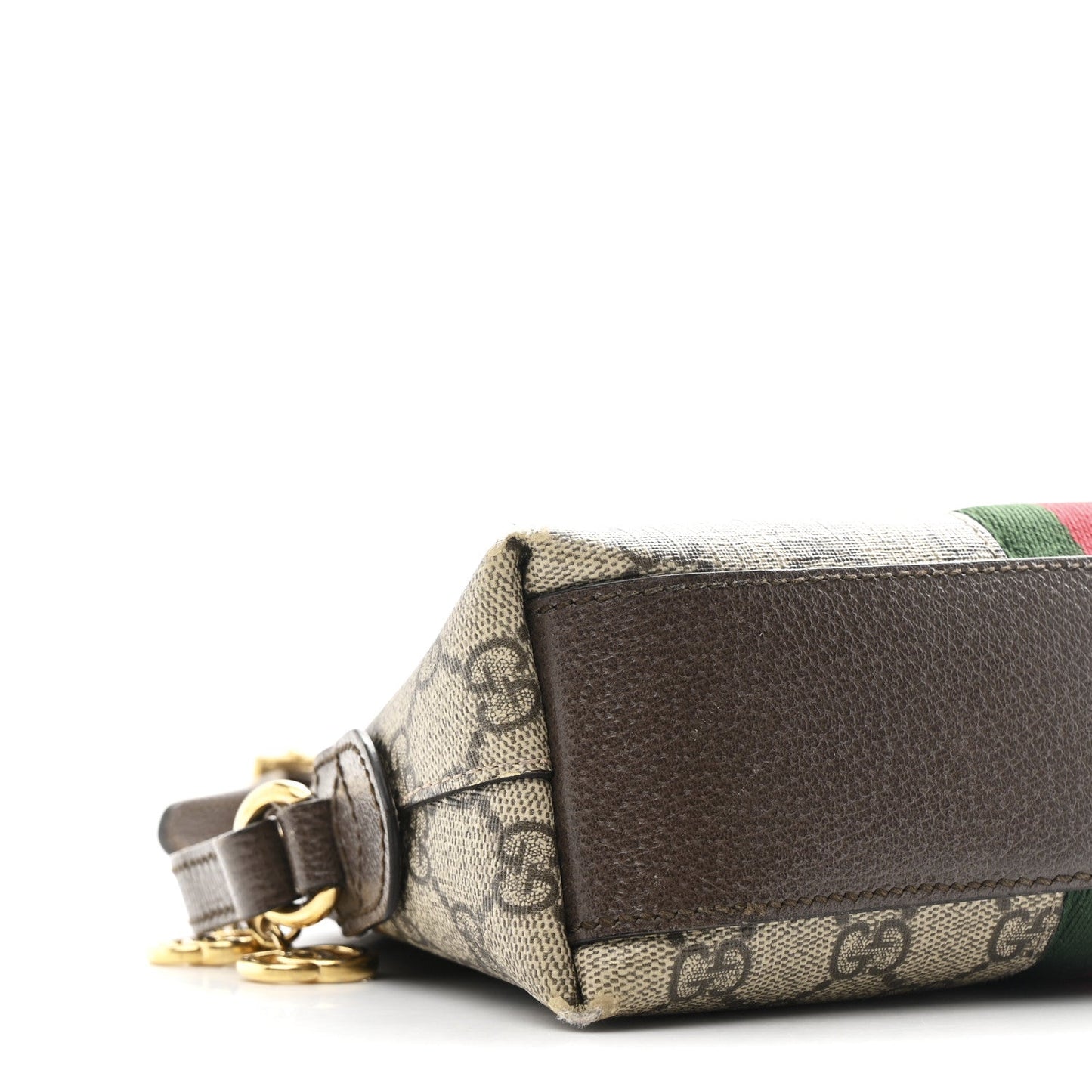 GG Supreme Monogram Textured Dollar Calfskin Web Small Ophidia Dome Shoulder Bag Beige Ebony New Acero