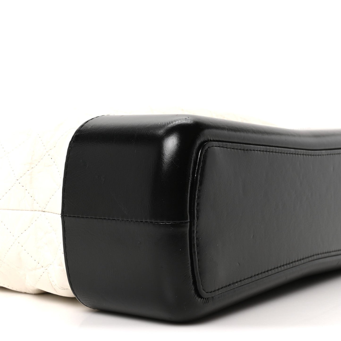 Aged Calfskin Quilted Large Gabrielle Shopping Tote White Black