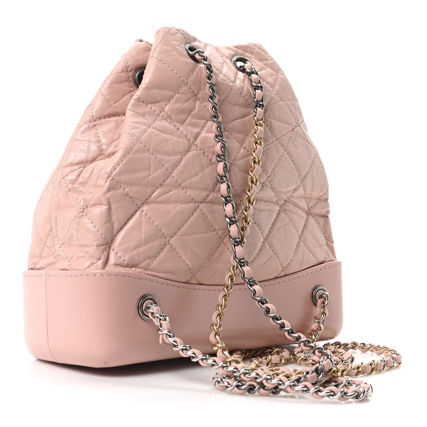 Aged Calfskin Quilted Small Gabrielle Backpack Pink